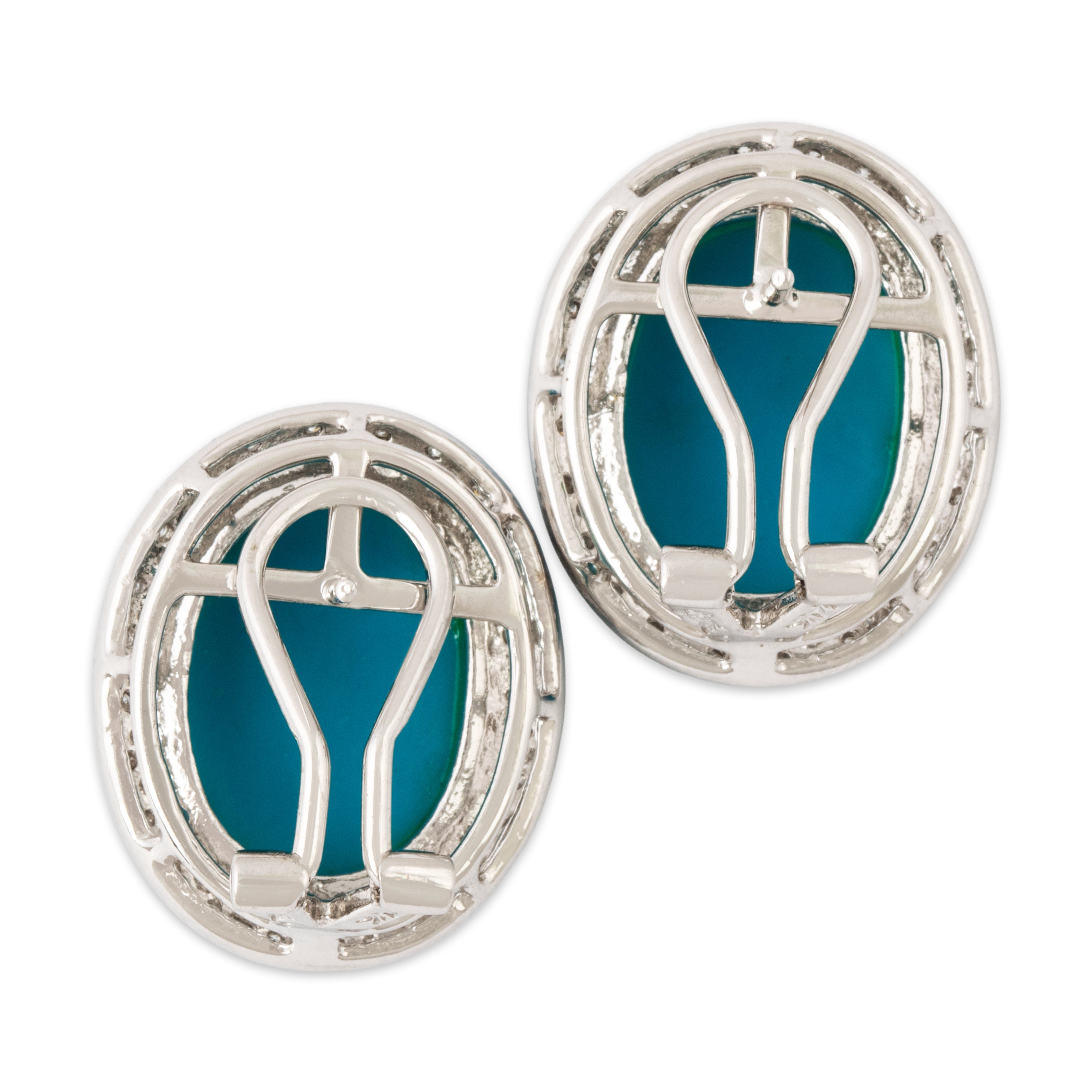 Vintage 14k White Gold 12cttw Turquoise .5cttw Diamond Statement Earrings、mySite、hinf8tx79