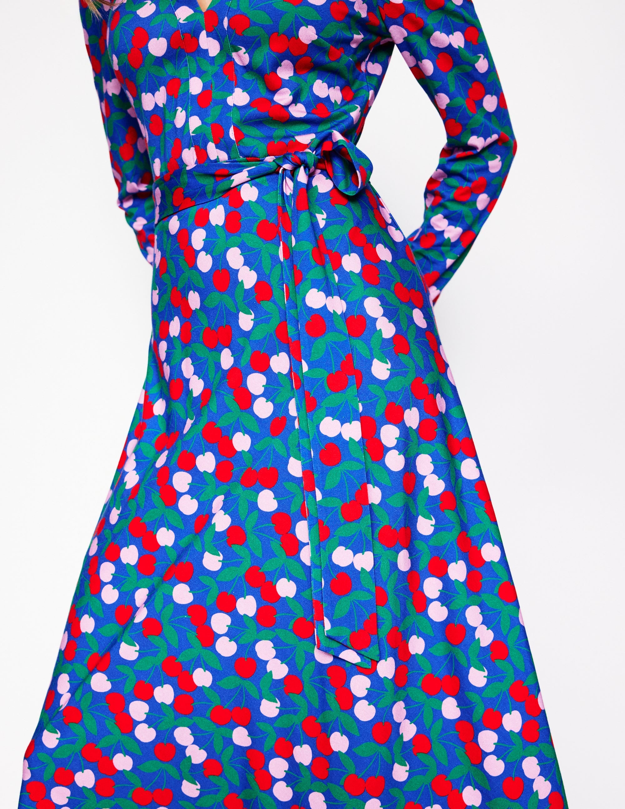  Imogen Collared Jersey Dress-Bright Blue, Cherry Cascade、mySite、ashleygrahame