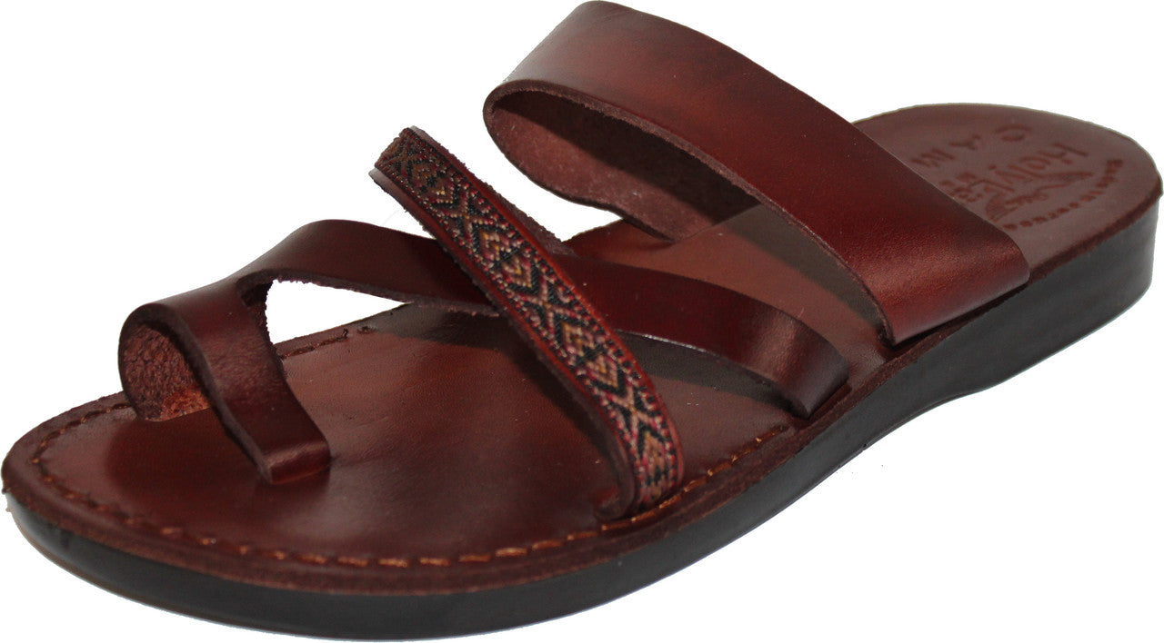 Holy Land Market Men/Women Biblical Jesus Leather/Embroidered Sandals/Slides From Jerusalem (Elijah Style)、mySite、topwebapps