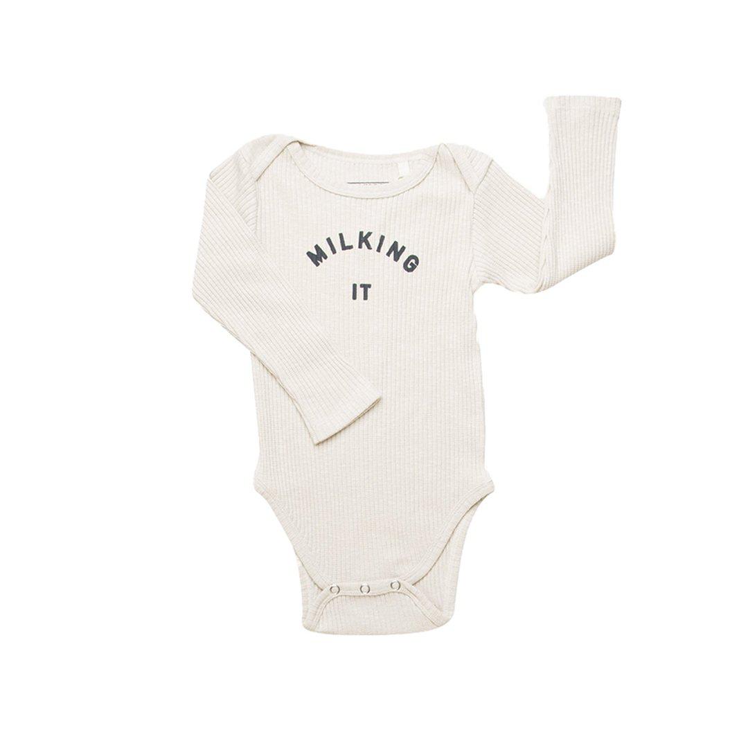  Claude & Co Milking It Organic Ribbed Bodysuit - Oat、mySite、merchandisen