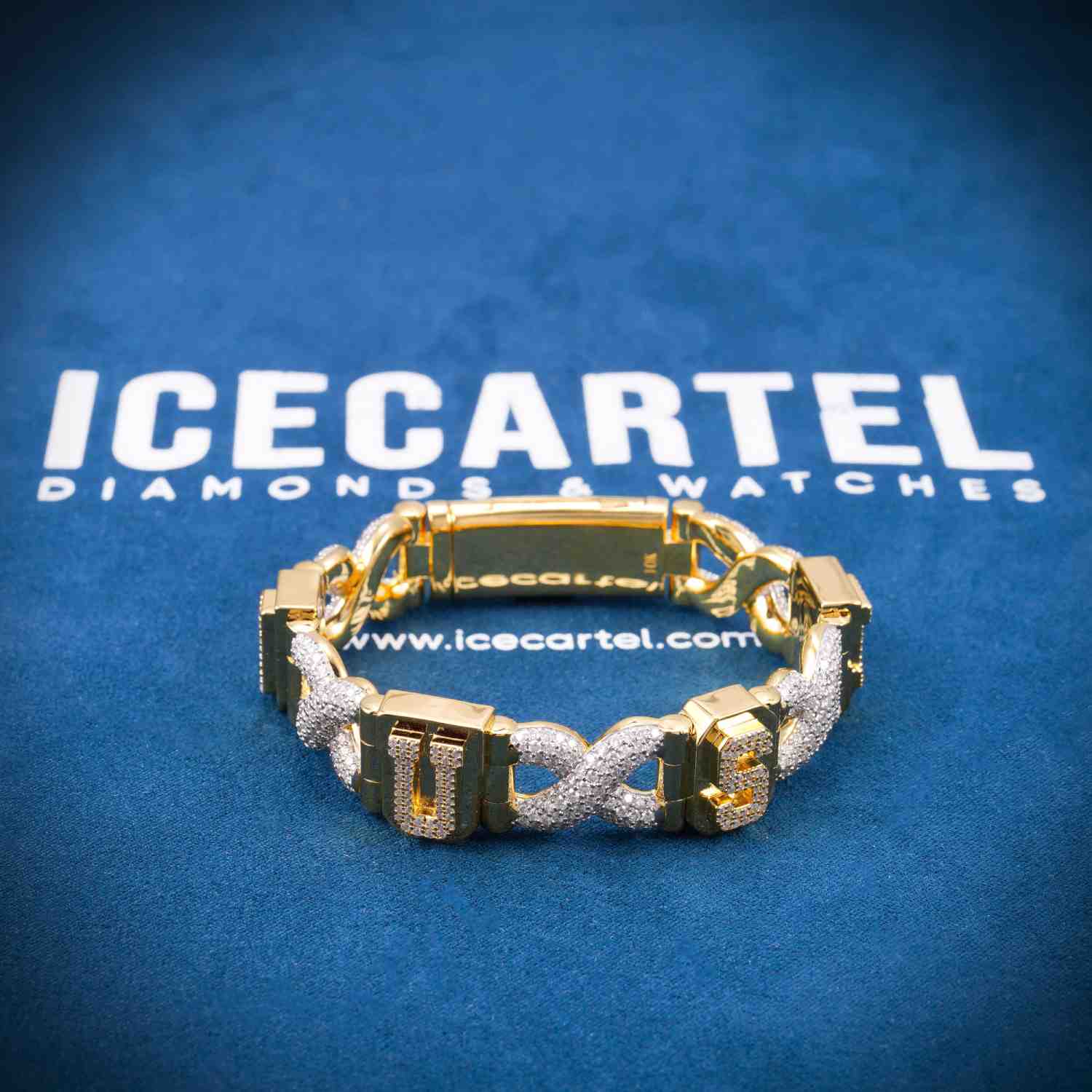 Custom Letters Moissanite Infinity Link Bracelet 14K Gold、mySite、hinf8tx79