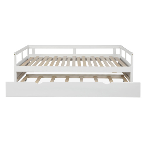 Extending Daybed with Trundle, Wooden Daybed with Trundle, White、、casual