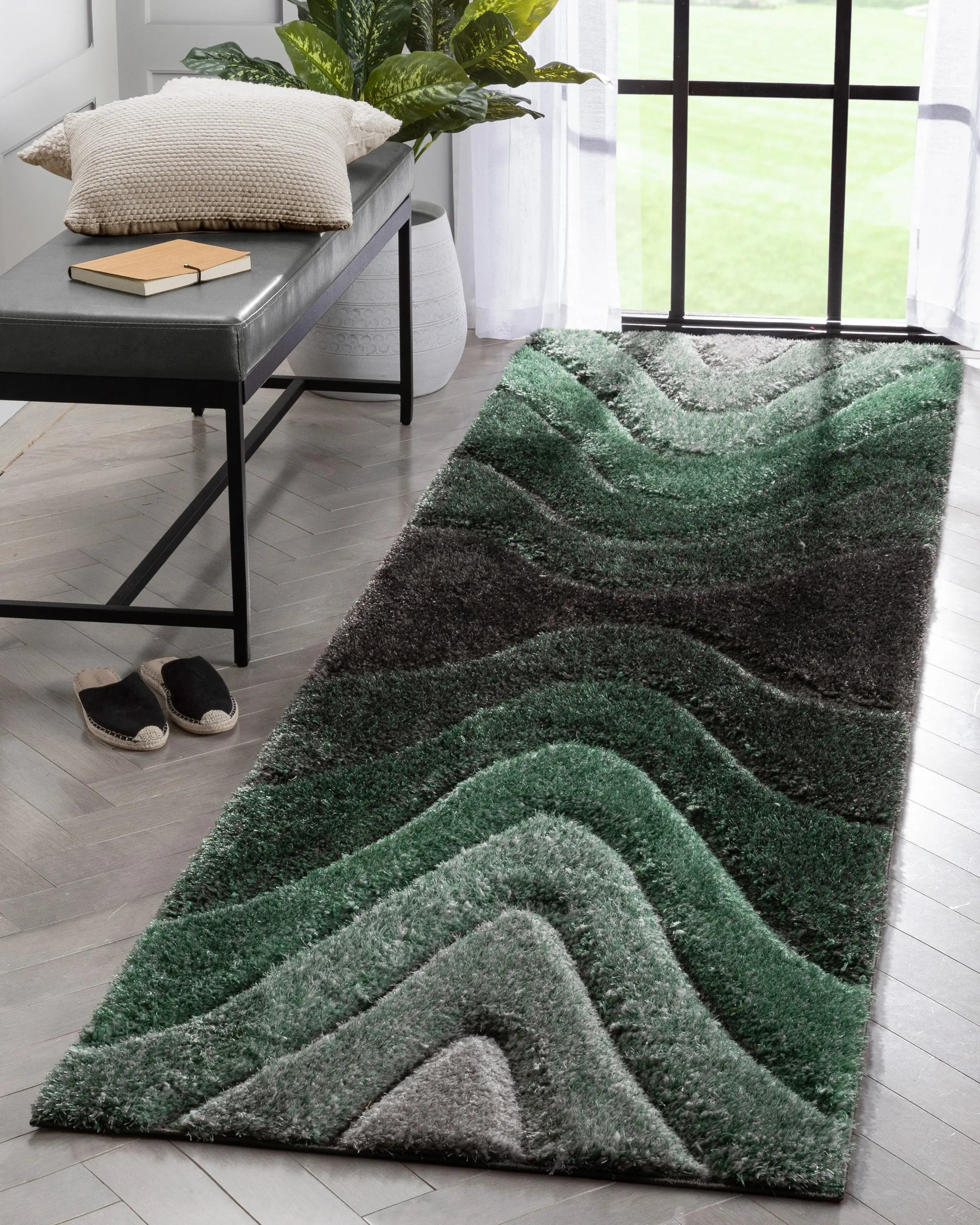 Luz Modern Geometric Green 3D Textured Thick & Soft Shag Rug、mySite、gigharbornorthrealestate
