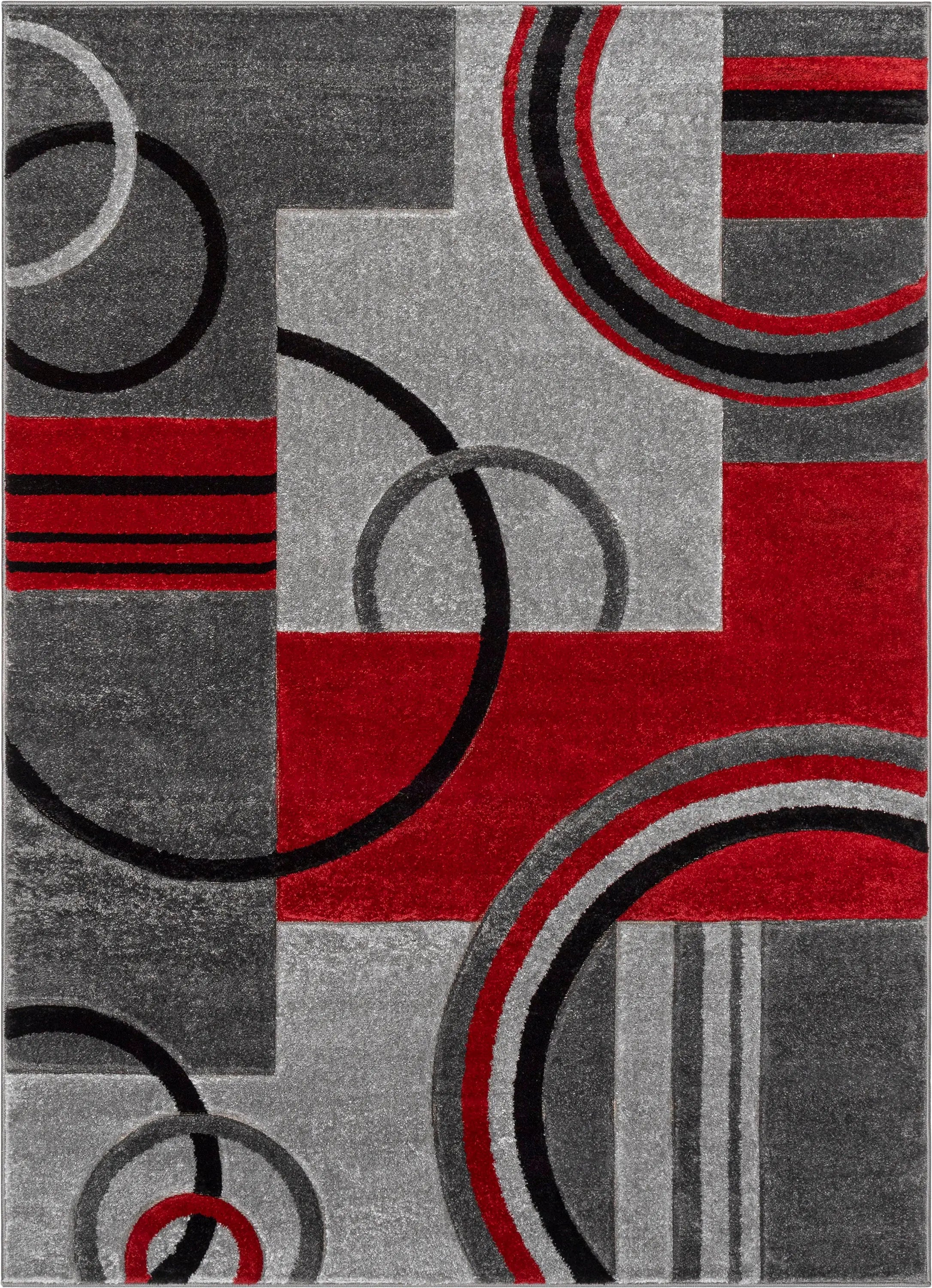 Galaxy Waves Grey Red Modern Geometric Rug、mySite、gigharbornorthrealestate