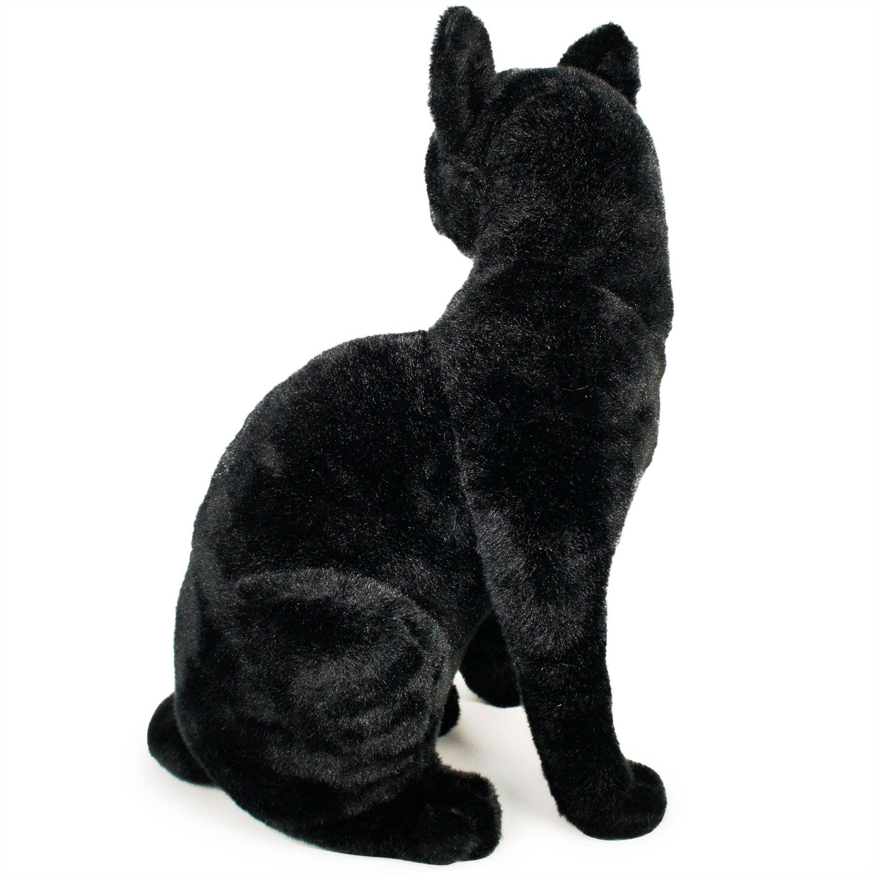 Sitting Realistic Plush Black Cat 13 Inch Stuffed Animal、mySite、g9winljtr