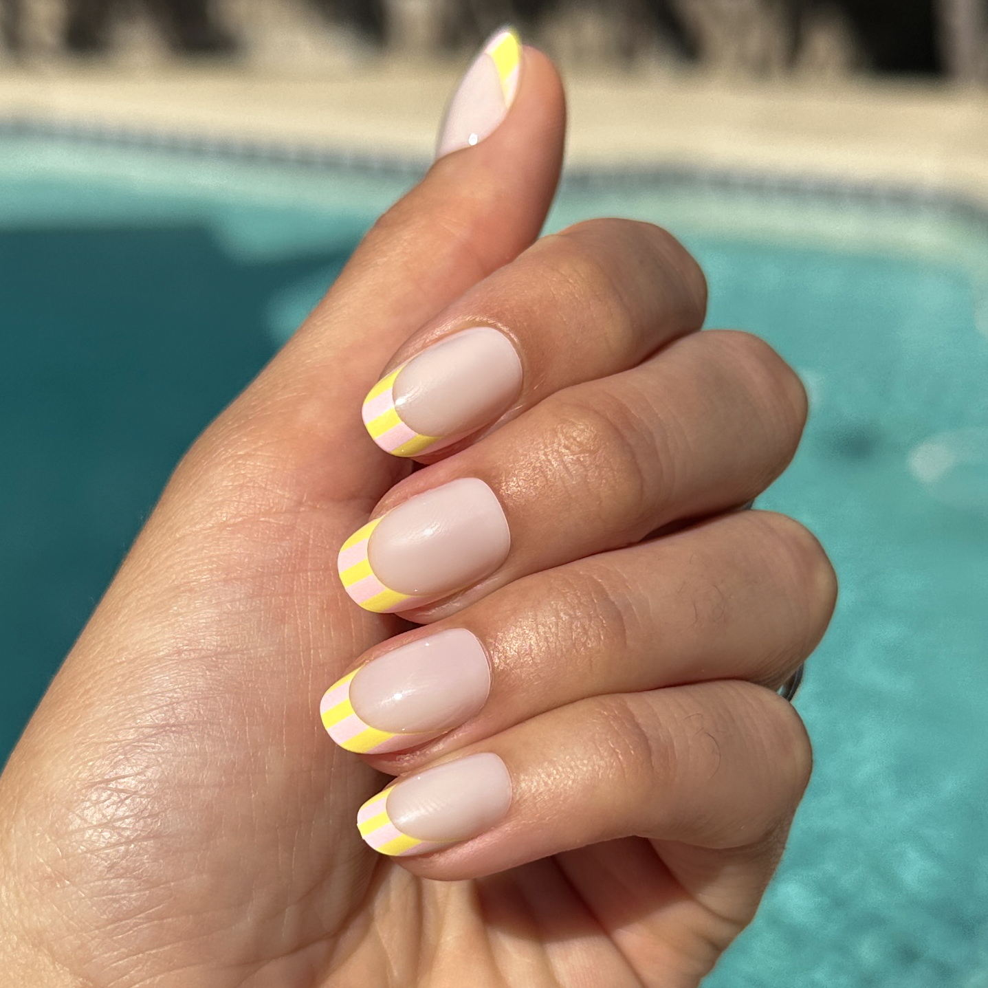 Summer Stripe French - Press-On | Short | Round、mySite、solidvoid