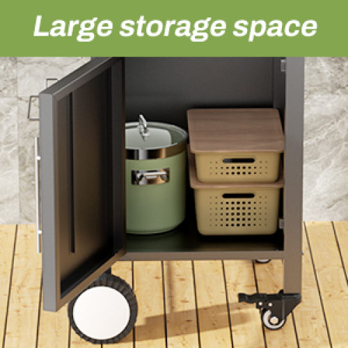 Outdoor Grill Cart with Patio Furniture, Outdoor Grill Table with Storage,Rolling Bar Cart Outdoor BBQ Cart with Hooks and Spice Rack for Grilling Accessories, Black、、eastwooduniform