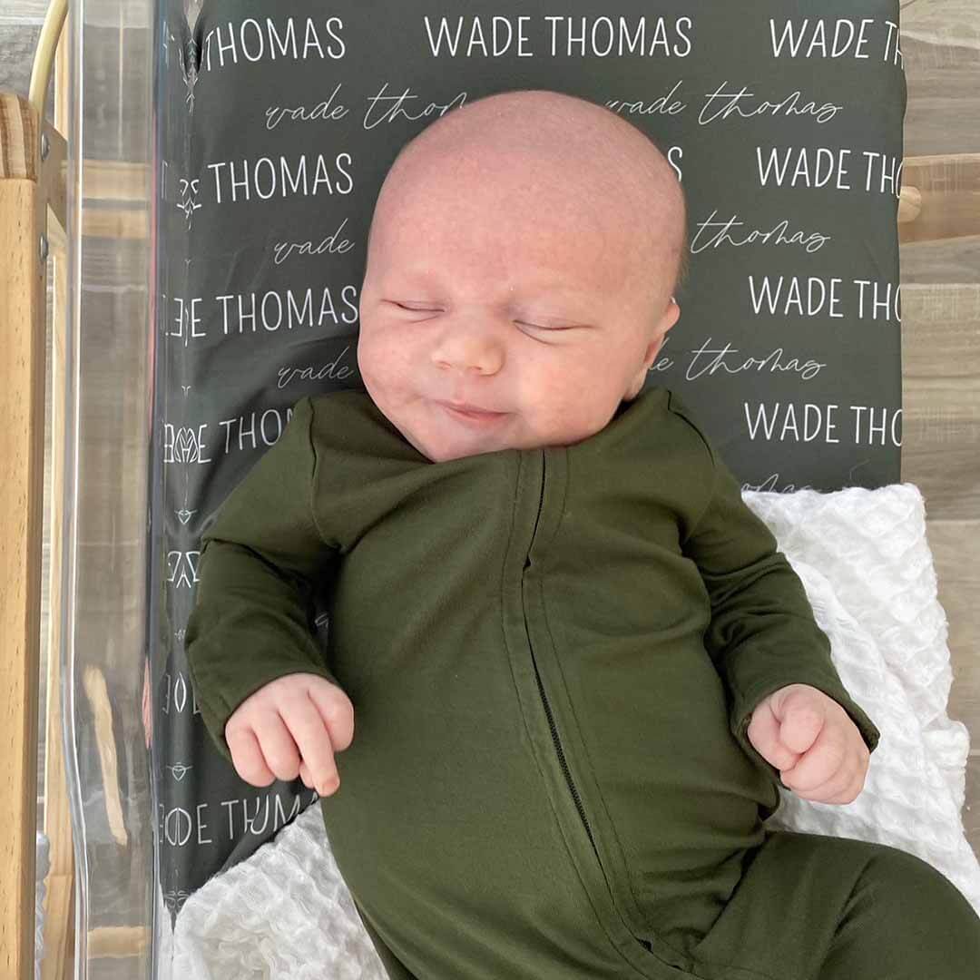  Personalized Olive Baby Name Swaddle Blanket - Block & Script、mySite、layawaytickets