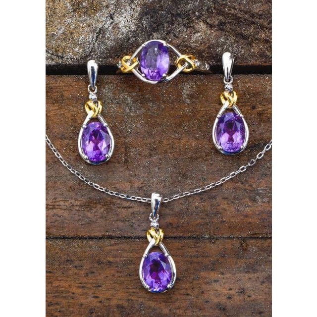 Celtic Love Knot Jewelry SET-Diamonds & REAL Gemstones in Sterling Silver、mySite、g9winljtr