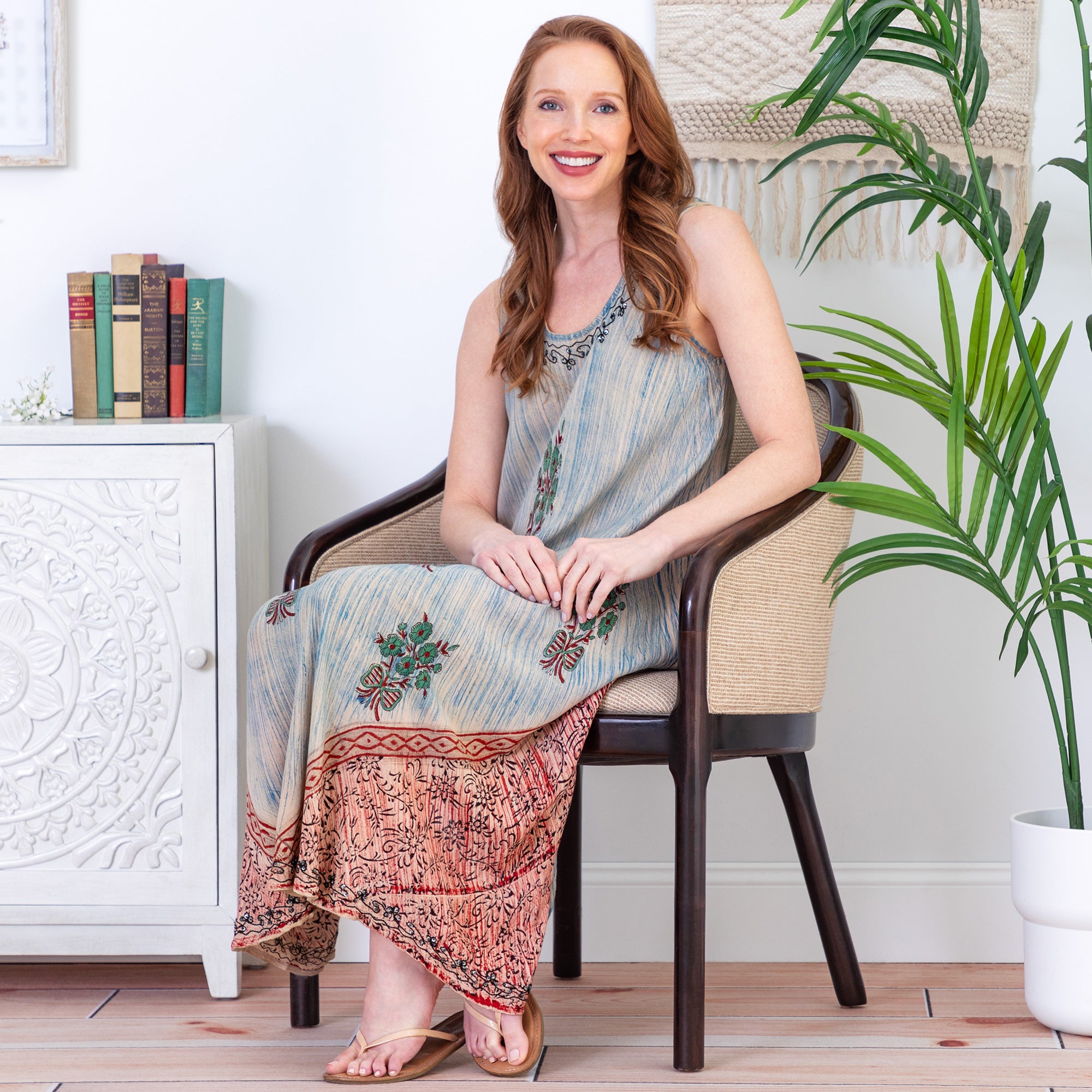 Dusty Pink & Blue Floral Sleeveless Dress、mySite、camillekostekn