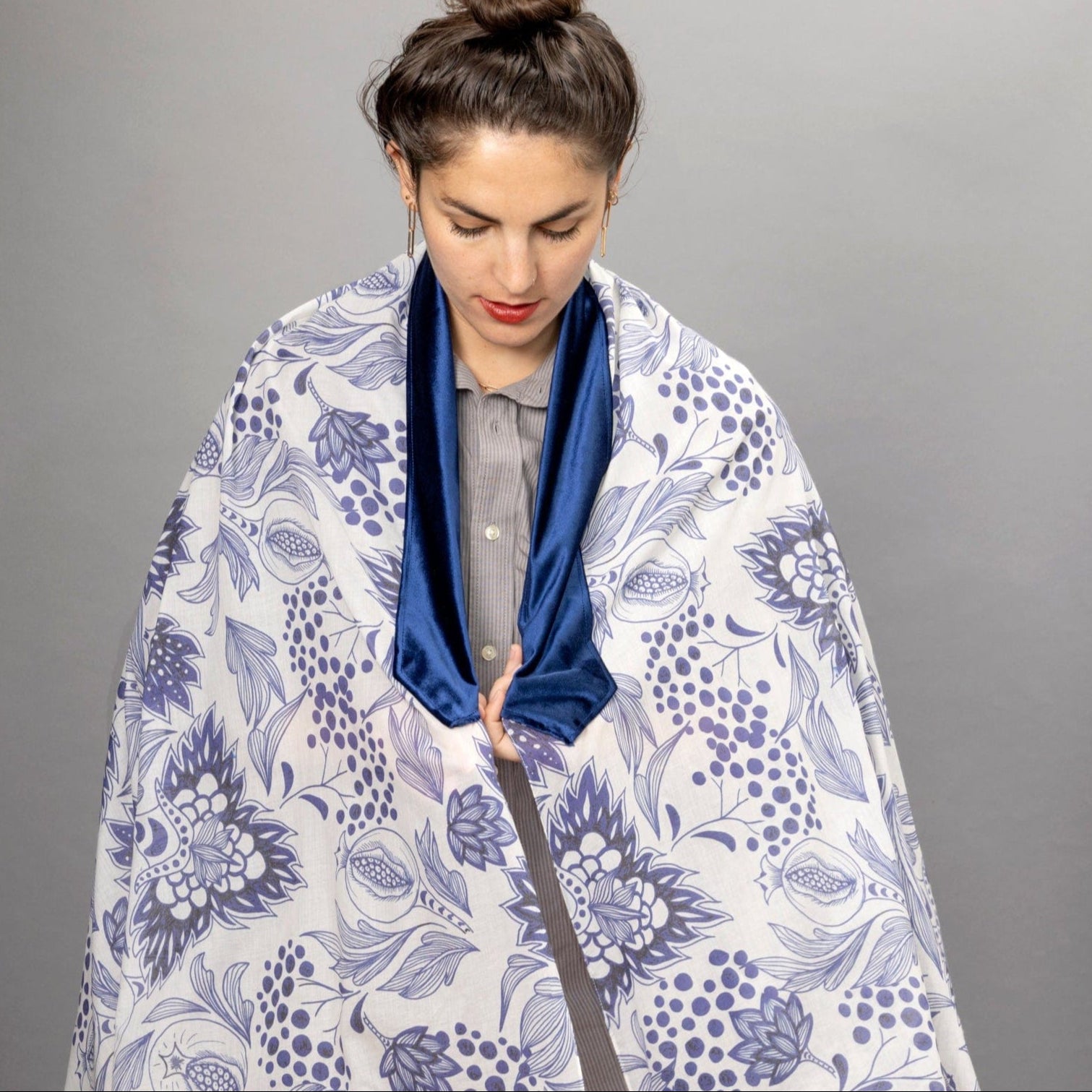 Navy Blue Pomegranates with Cotton Velvet Tallit、mySite、topwebapps