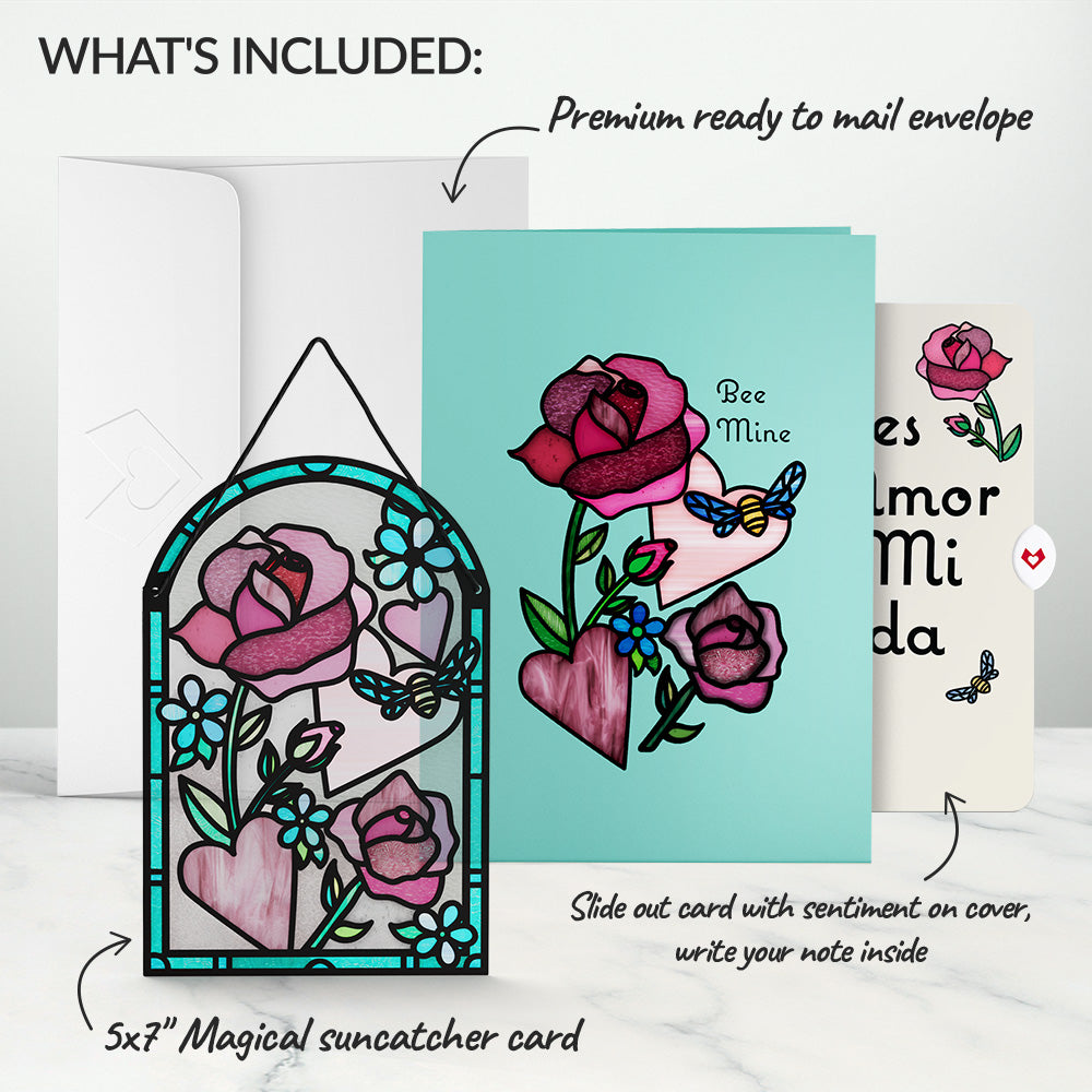 Bee Mine Suncatcher Eres El Amor De Mi Vida Valentine Pop-Up Card and Sentiment Set、mySite、solidvoid