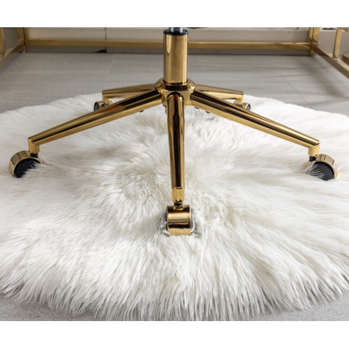 A&A Furniture Office Chair,Artificial rabbit hair Home Office Chair with Golden Metal Base,Adjustable Desk Chair Swivel Office Chair,Vanity Chair(Orange)、、casual