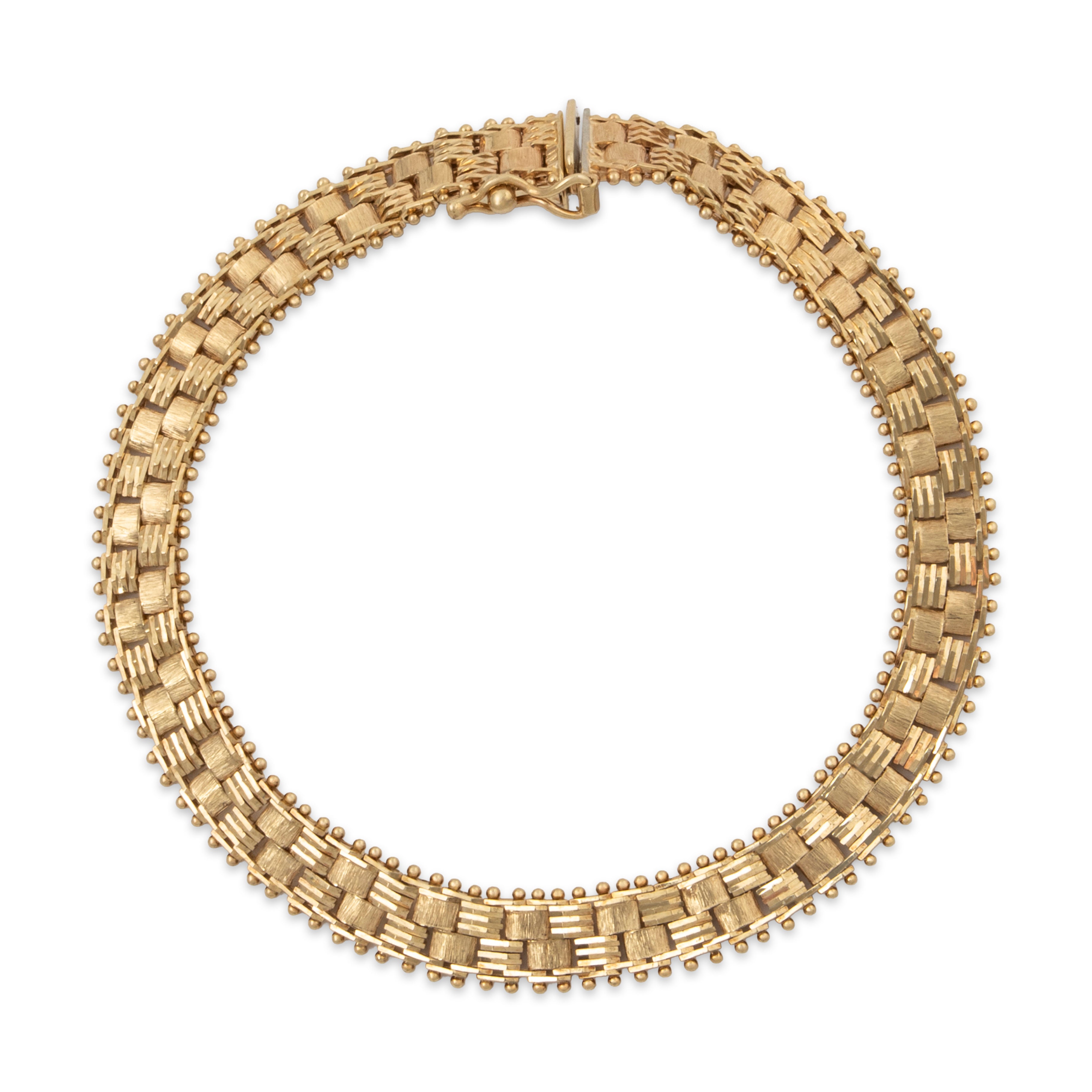 Vintage 14k Yellow Gold Textured Link Bracelet 7、mySite、hinf8tx79