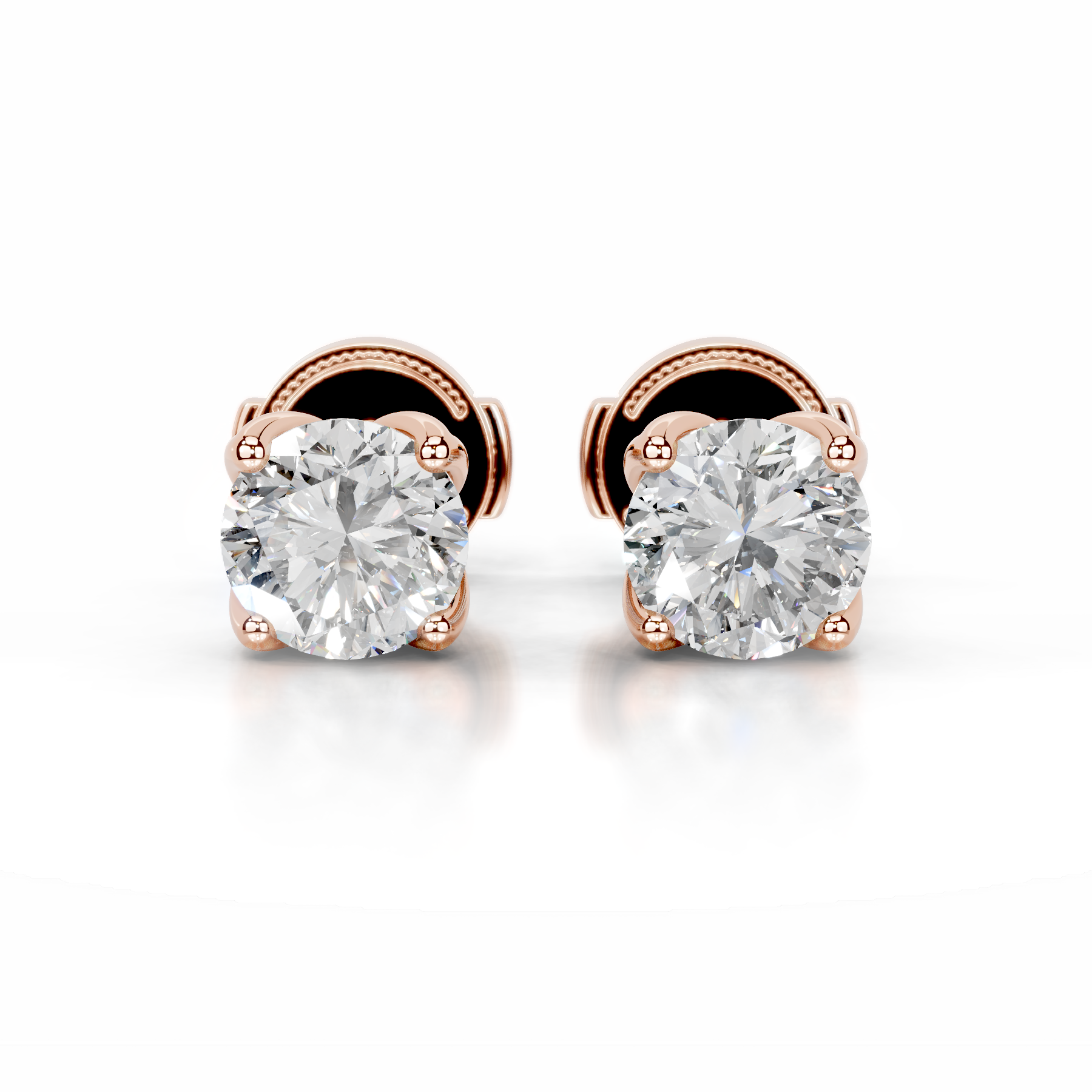 Doris Lab Grown Diamond Stud Earrings (4 Carat) -14K Rose Gold、mySite、hinf8tx79