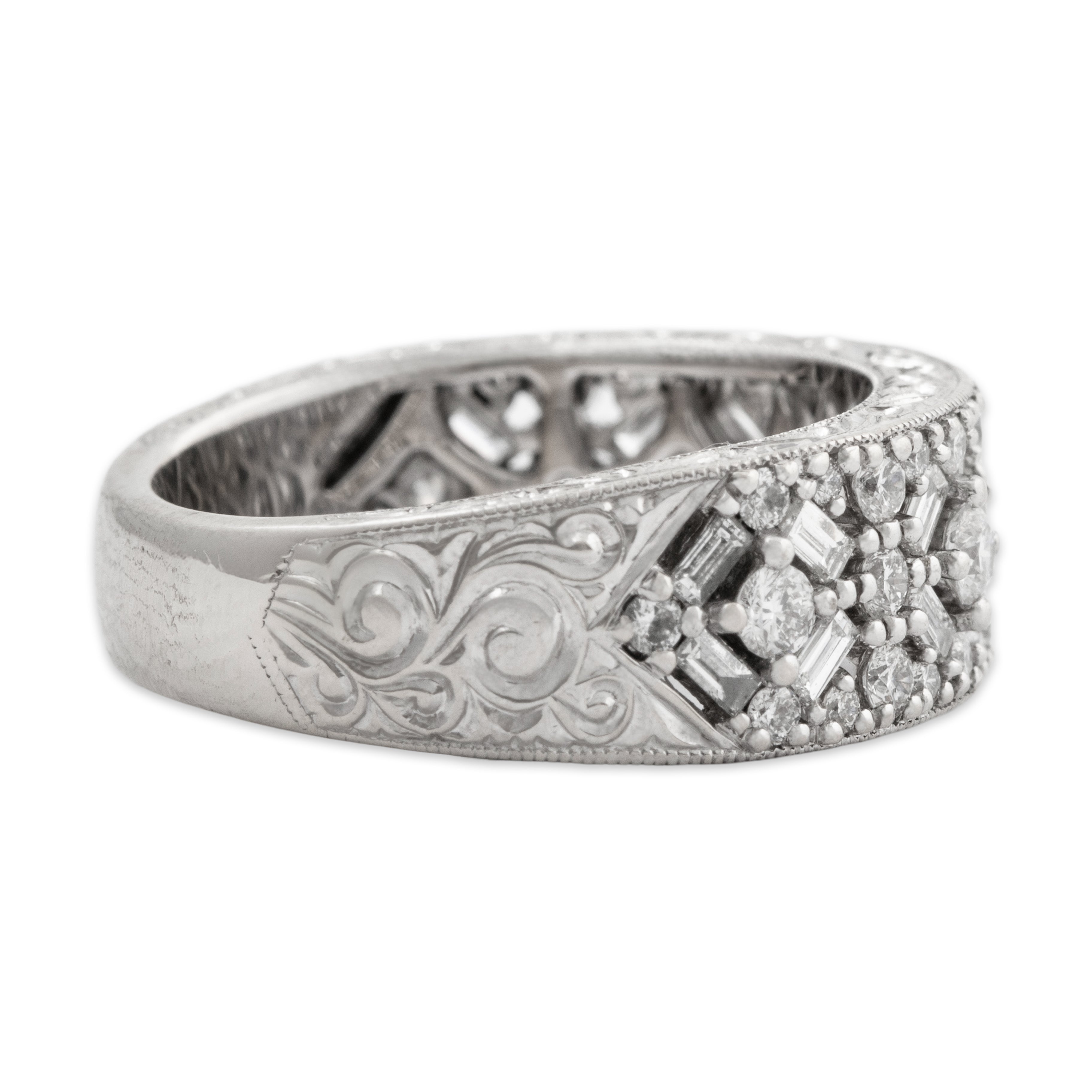 Vintage Neil Lane 14k White Gold 1.26cttw Diamond Mixed Cut Wide Band Ring 6.75、mySite、hinf8tx79