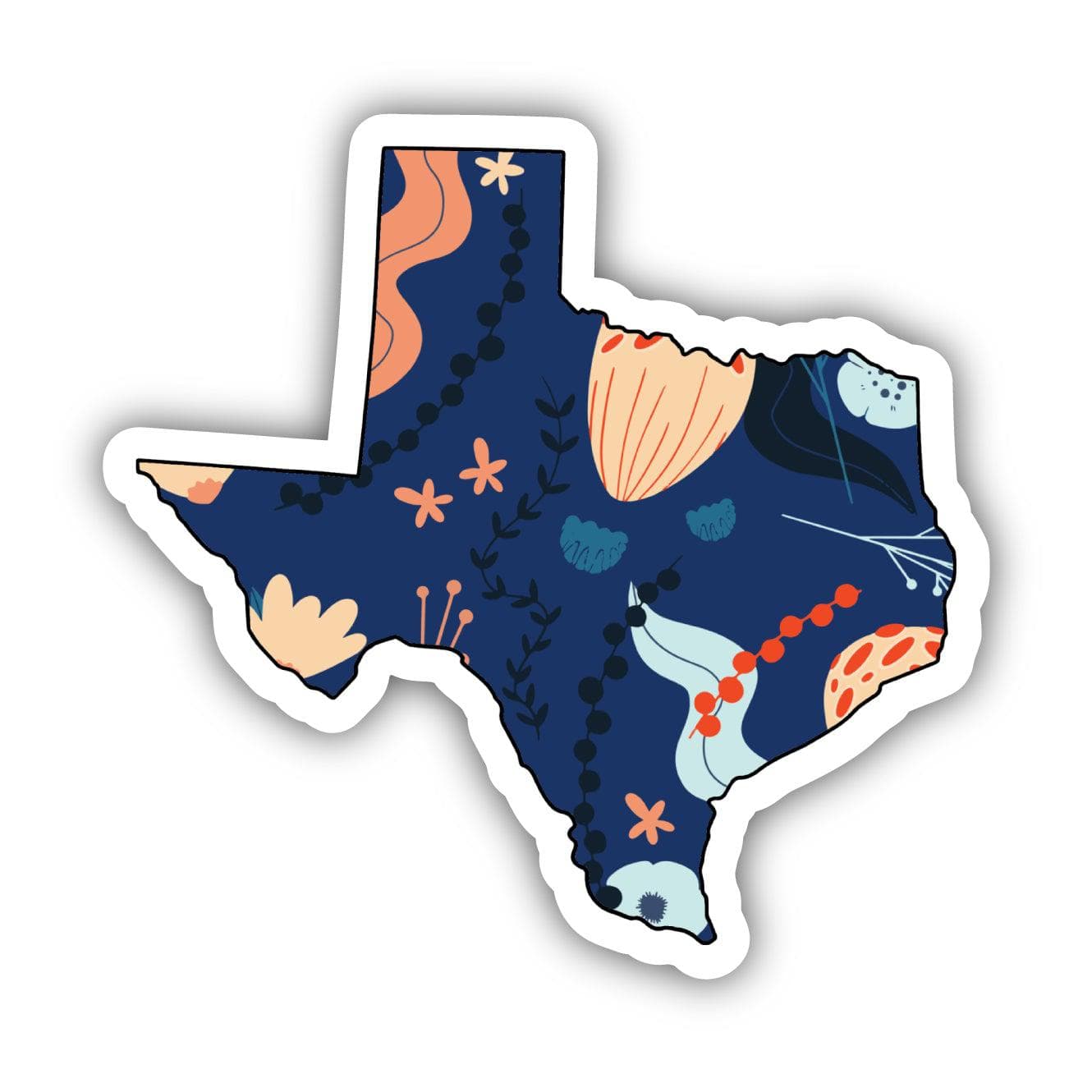 Texas Blue Floral Abstract Sticker、mySite、ghnorth