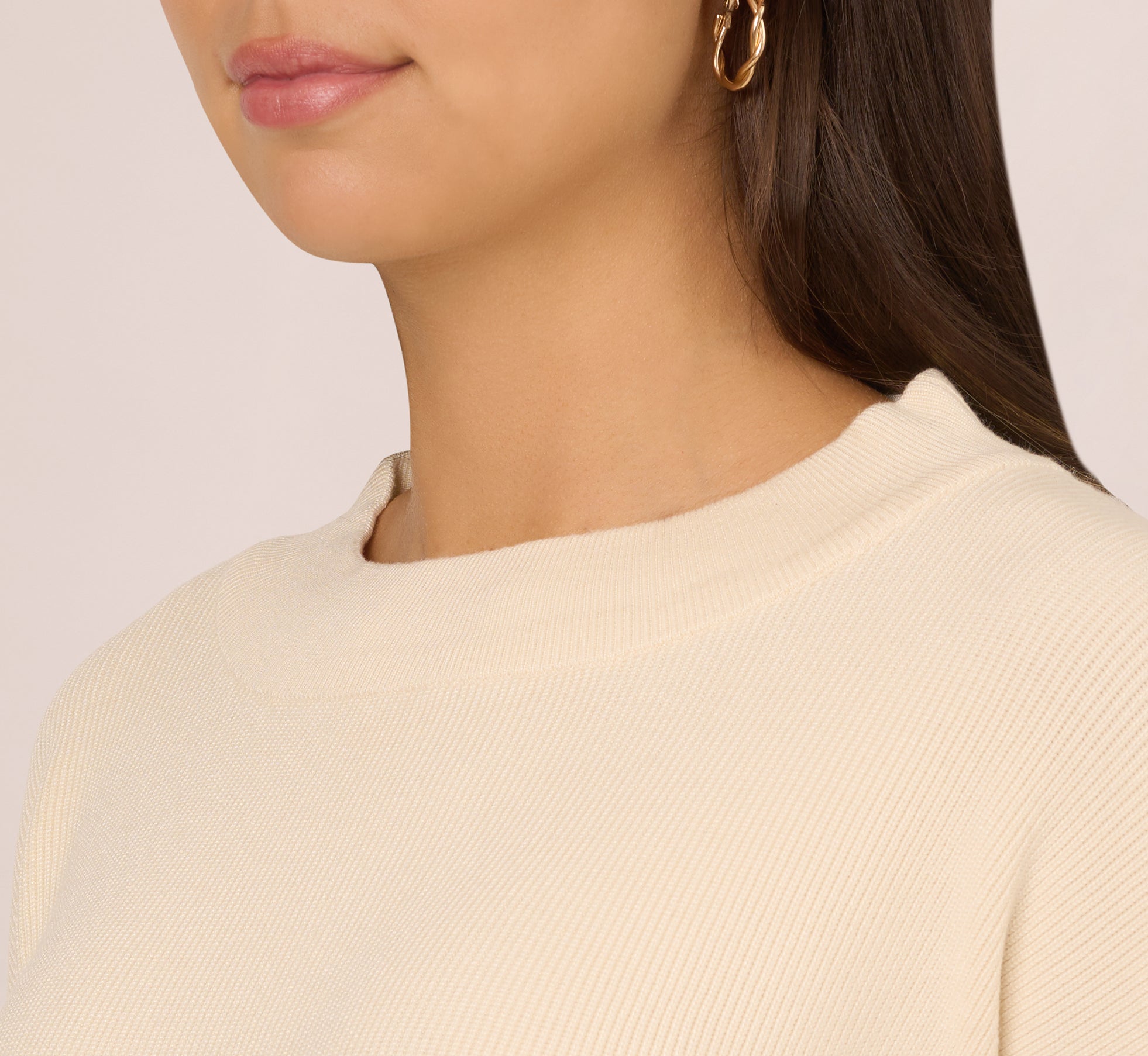 Crew Neck Pullover Sweater With Tipped Details In Cream Black、mySite、solidvoid