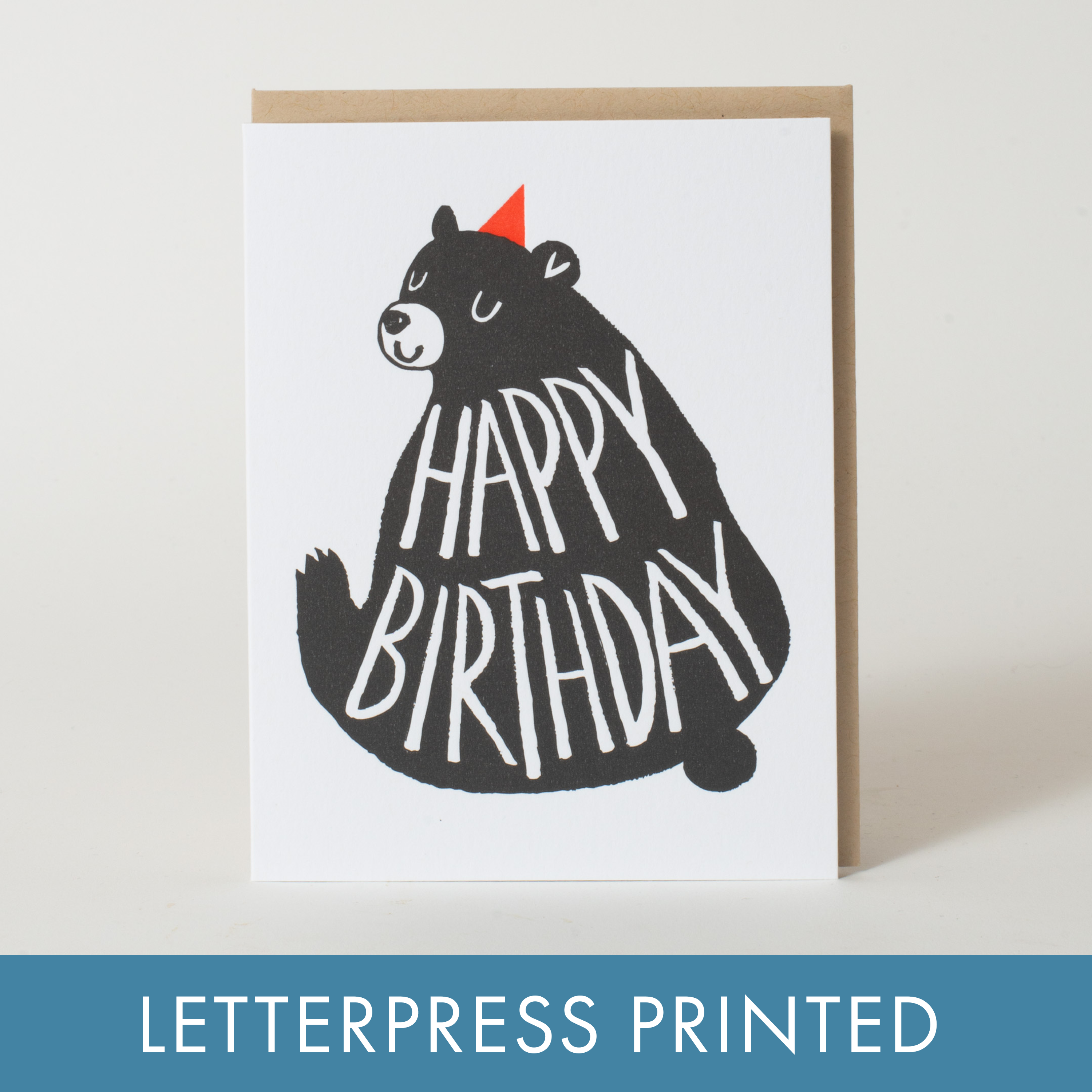 Fugu Fugu - Black Bear Birthday Letterpress Greeting Card、mySite、garagedoors4me