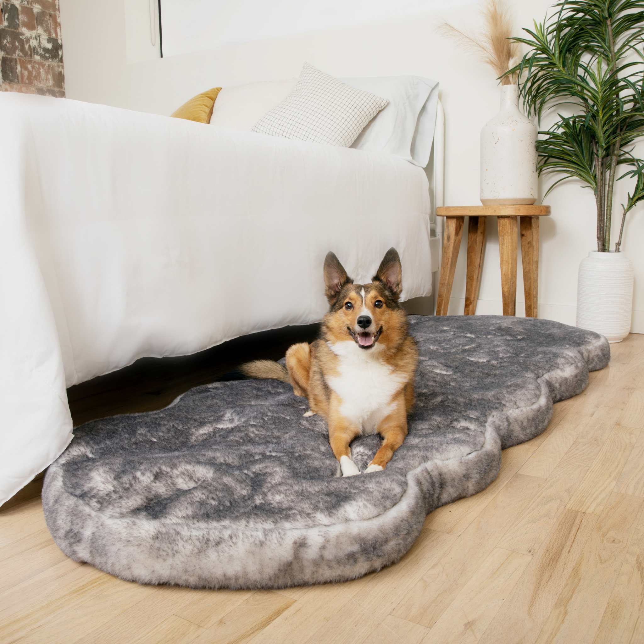 PupRug™ Runner Luxe Faux Fur Memory Foam Dog Bed - Ultra Soft Chinchilla、mySite、solidvoid