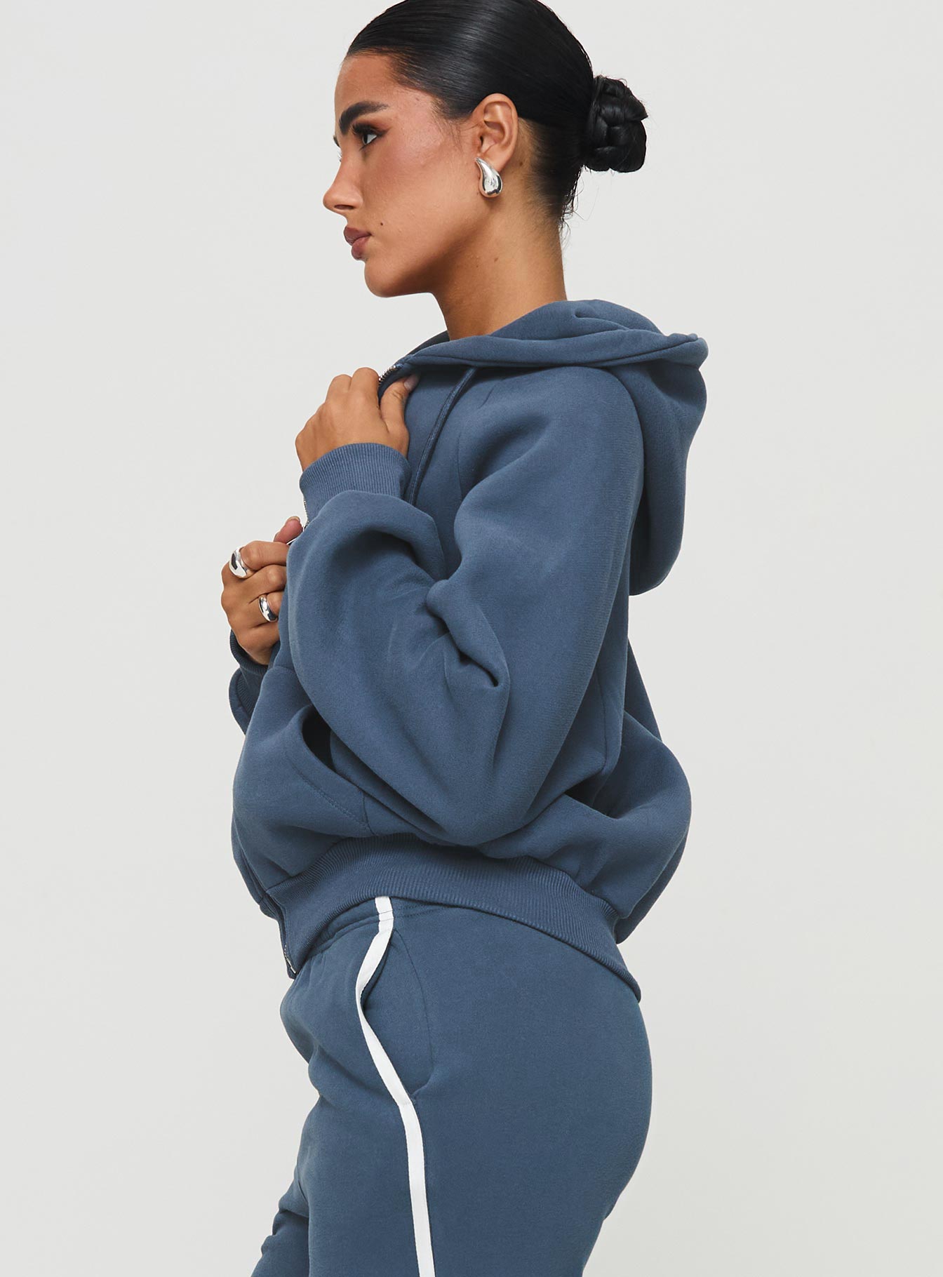 Skiller Zip Up Hooded Sweater Navy、mySite、solidvoid