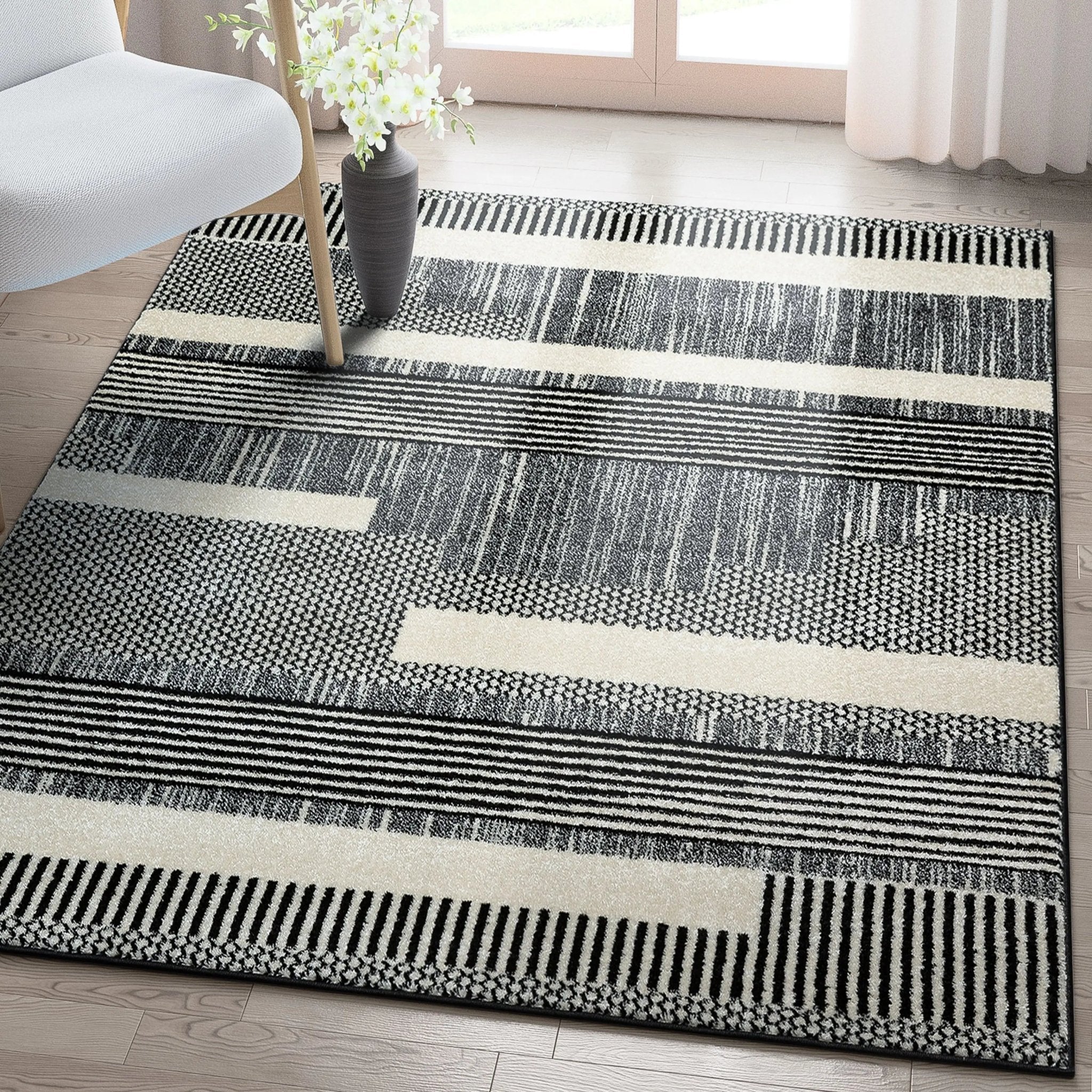 Well Woven Black & White Striped Rug – Living Room Luxury、mySite、gigharbornorthrealestate