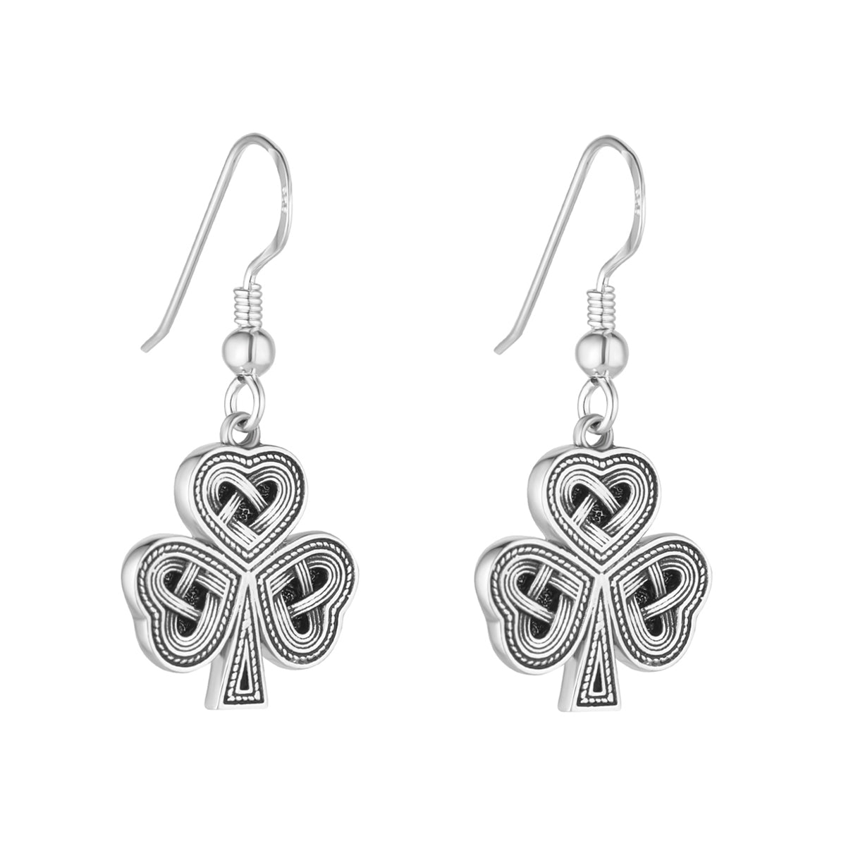 Silver Oxidised Celtic Shamrock Drop Earrings、mySite、botmansion