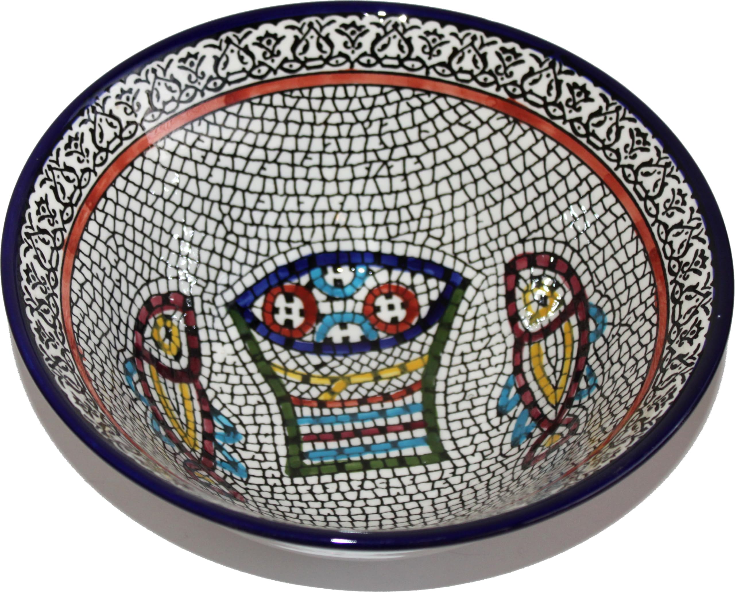 Holy Land Market Tabgha or Fish and Bread Multiplication Miracle Armenian Ceramic Deep Bowl - Large (9.5 inches or 24cm in Diameter)、mySite、topwebapps