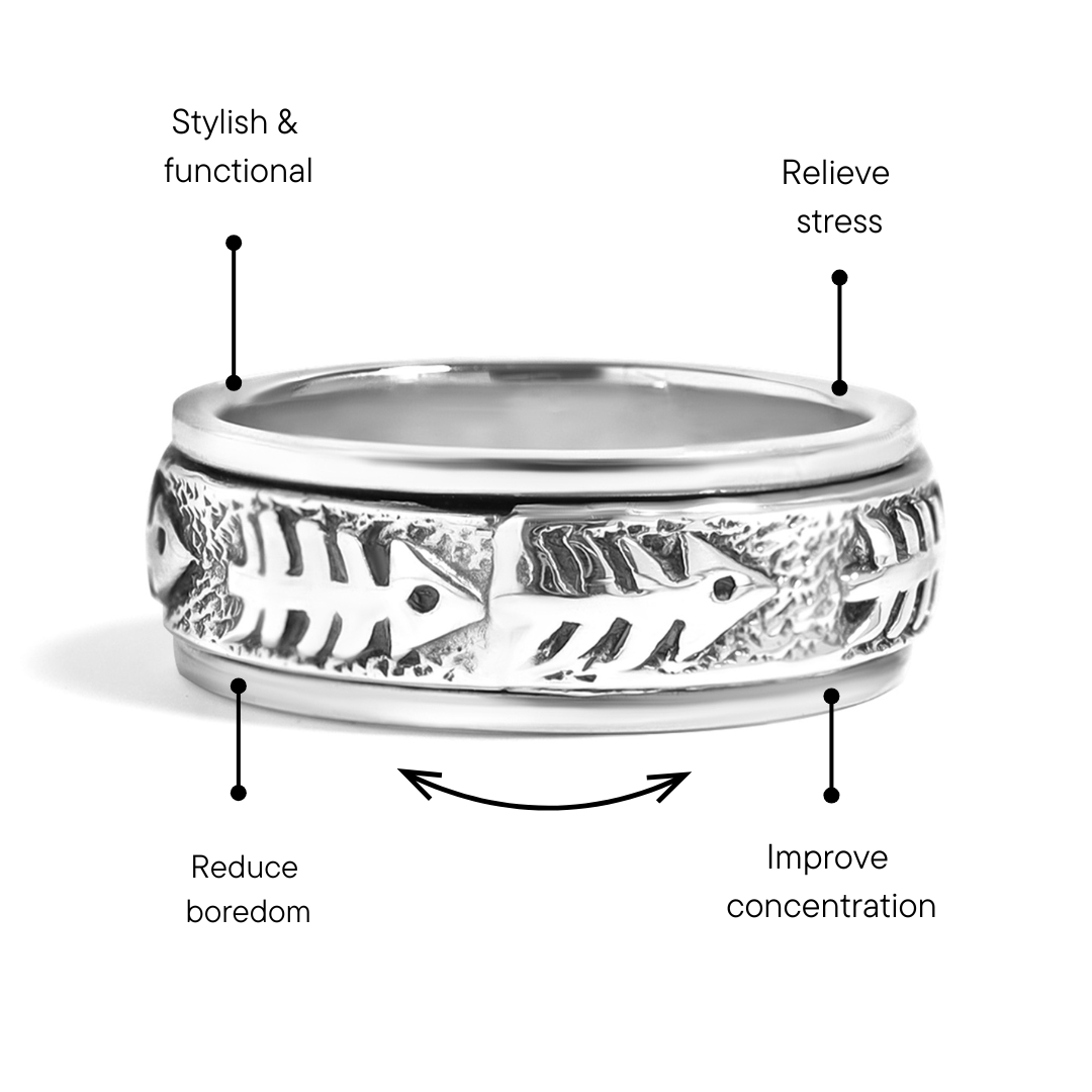 Sterling Silver Fish Bone Spinner Ring / SSR0043、mySite、dreamappss