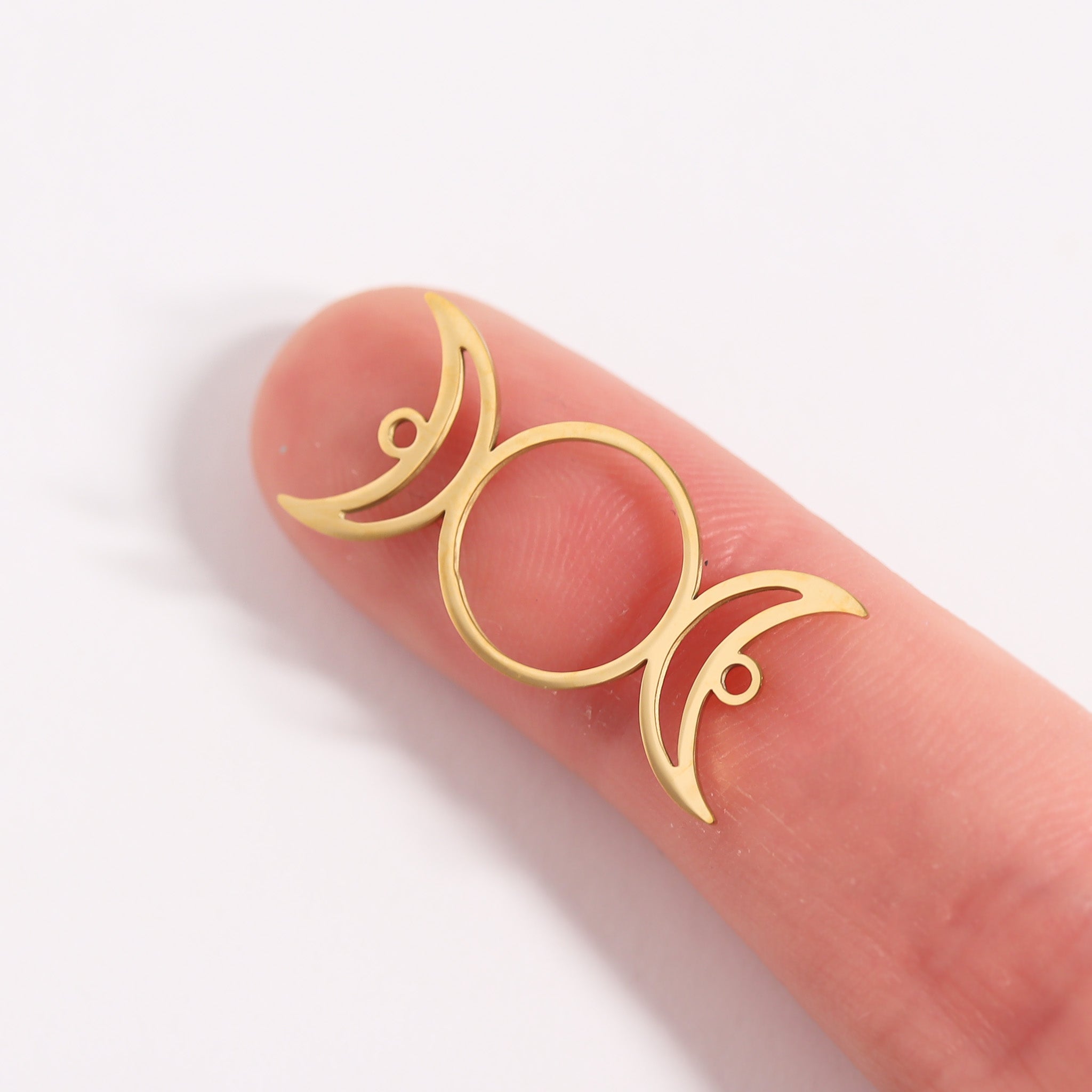18K Gold Stainless Steel Triple Moon Goddess Connector Charm / PDL0179、mySite、dreamappss