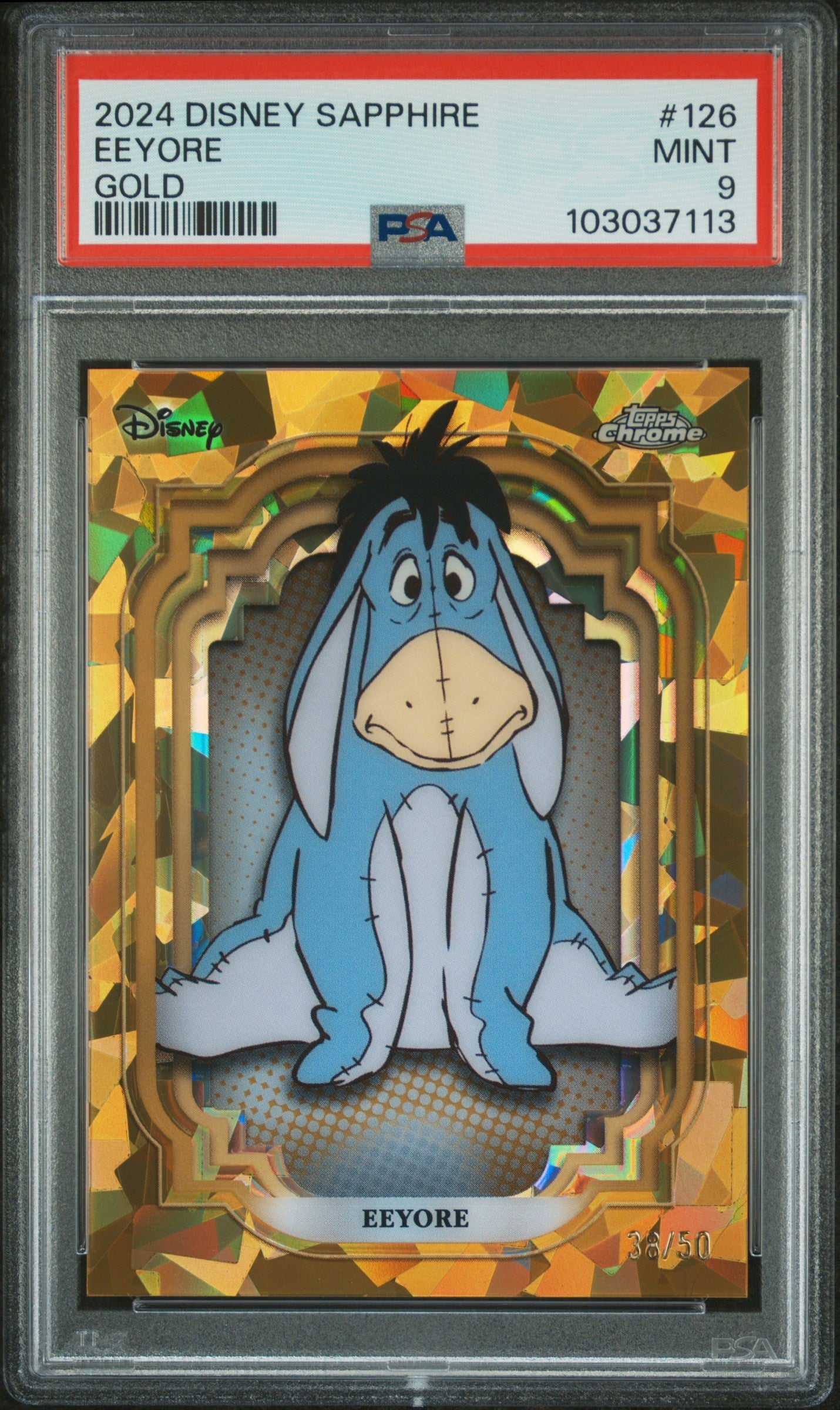 Eeyore #126 Gold 38/50 PSA 9 Topps Chrome Disney Sapphire Edition 2024、mySite、waistdrama
