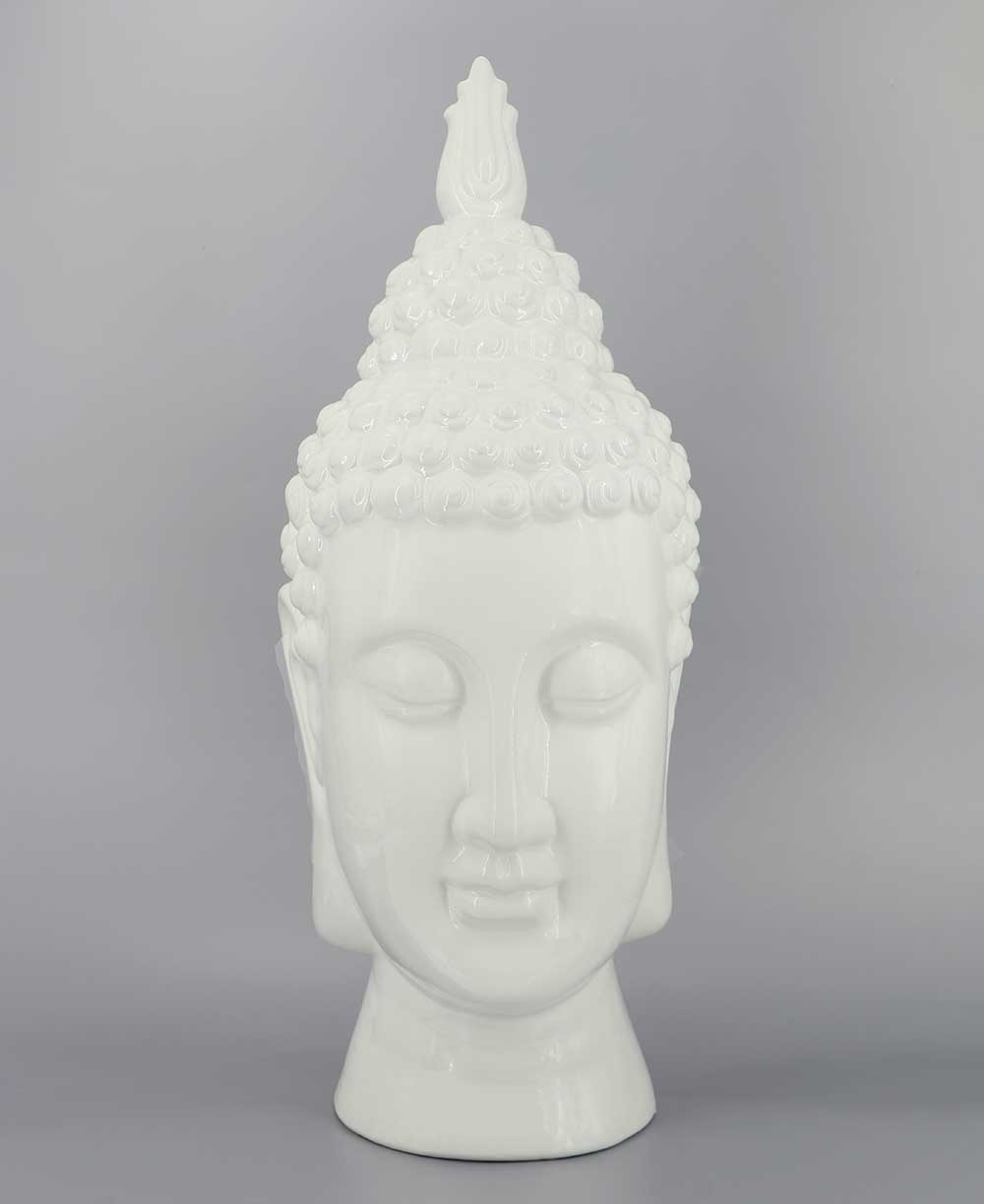 Elegant Ceramic Buddha Head Statue, 20 Inches、mySite、topwebapps