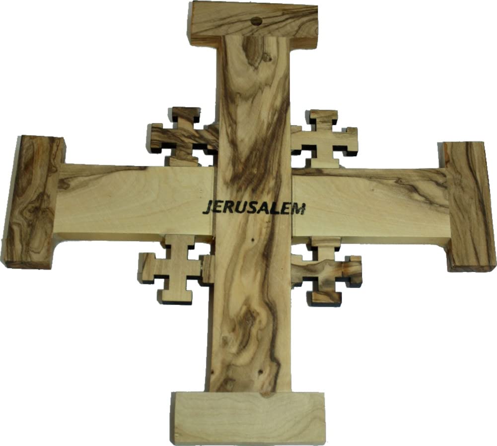  Holy Land Market Crusader Catholic Olive Wood Bethlehem Holy Jerusalem Cross ( 9 Inches Large )、mySite、elrpsem3k