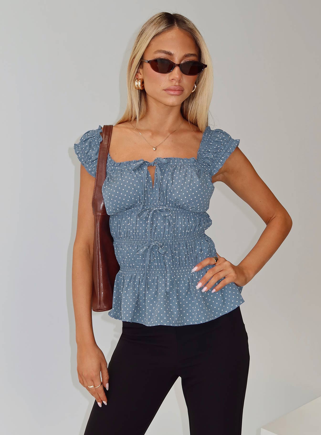 Scouts Honour Shirred Top Blue / White、mySite、solidvoid