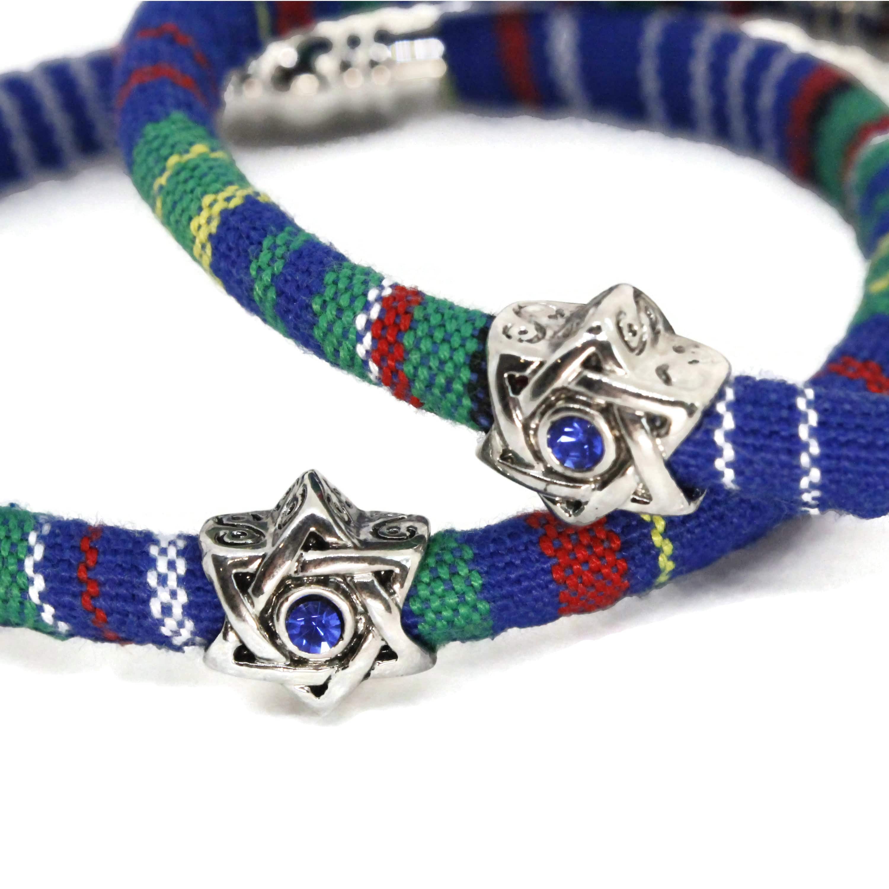 8 Swarovski Star of David Woven Cotton Bracelet - Marine、mySite、topwebapps