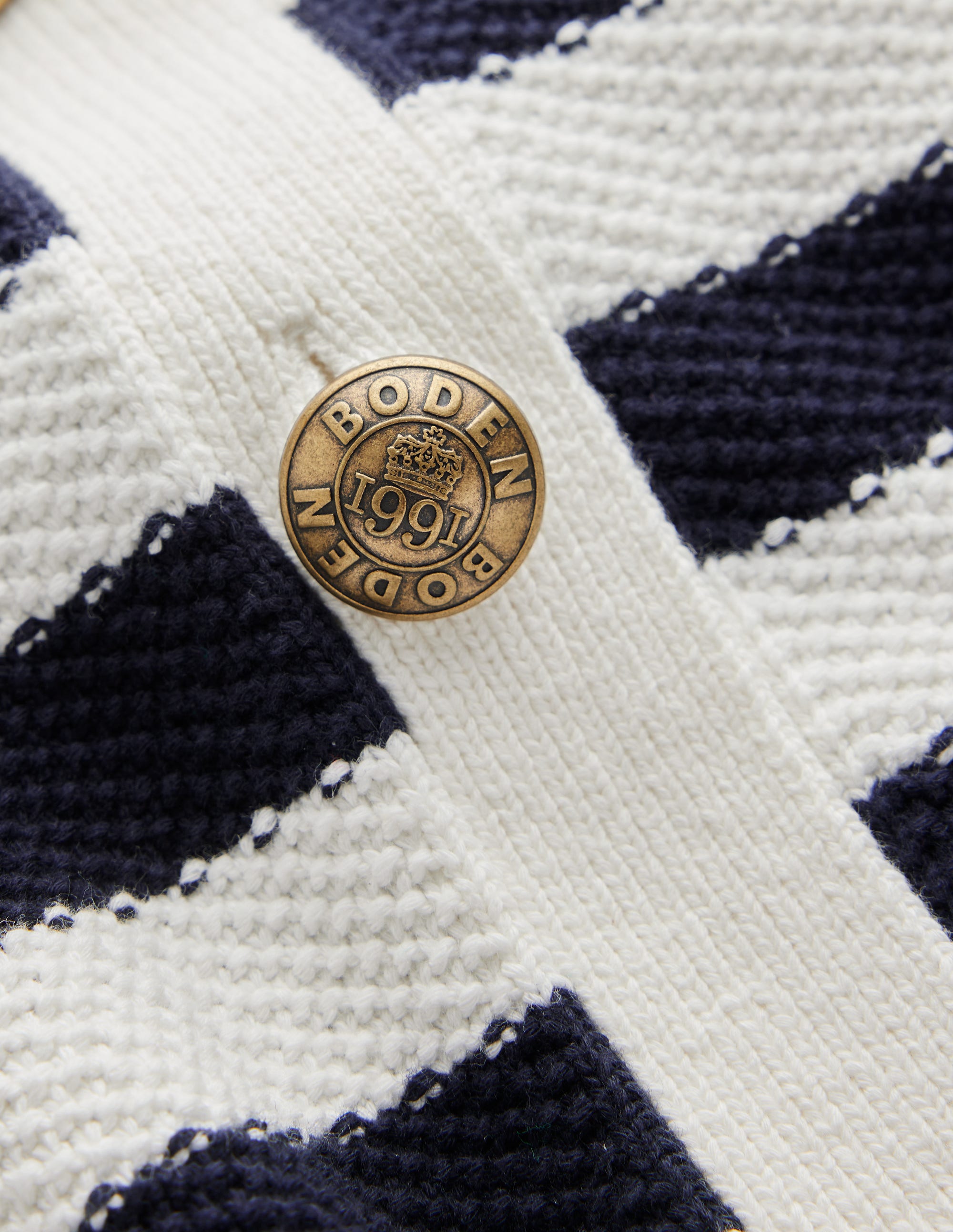  Collared Knitted Cardigan-Navy/ Ivory、mySite、ashleygrahame