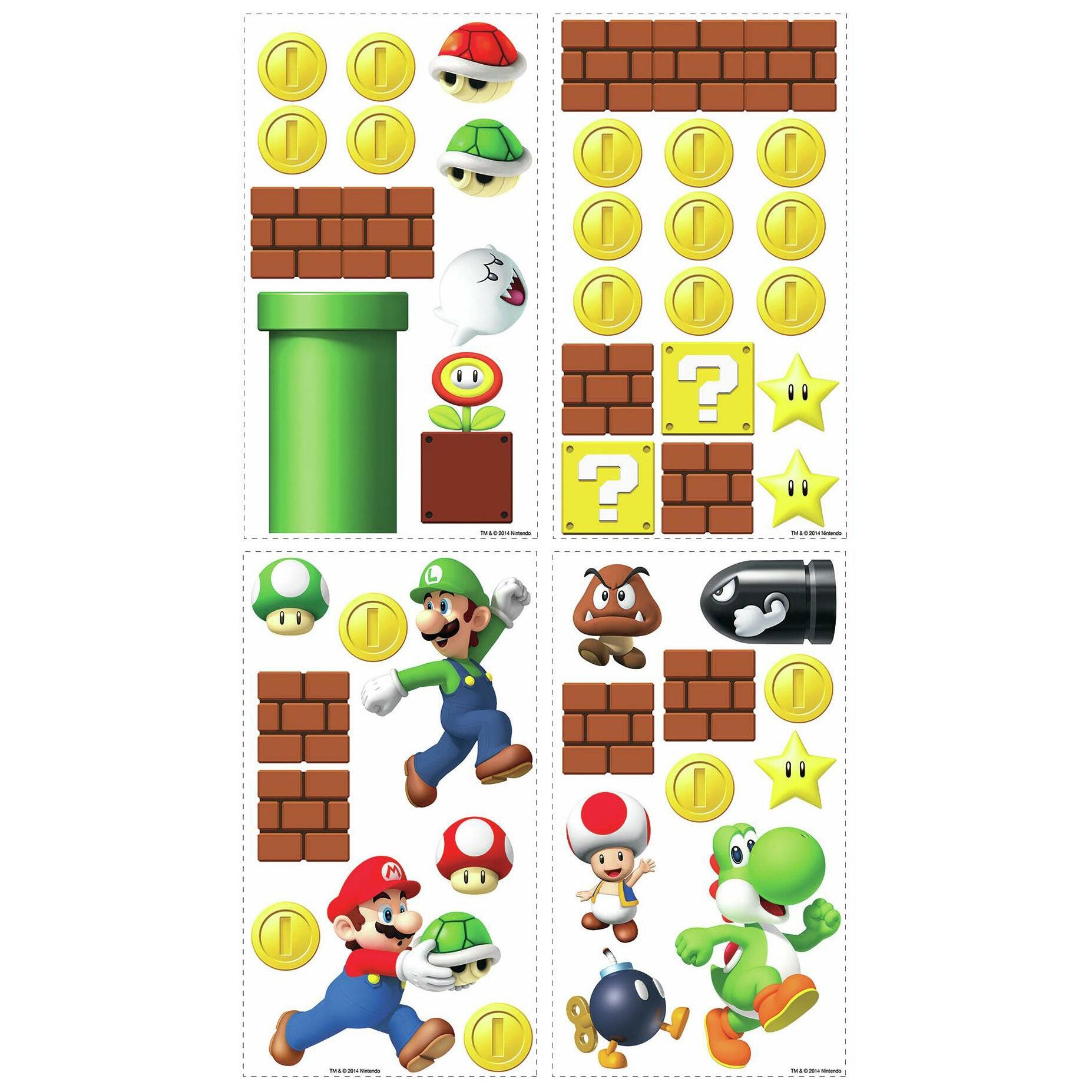  Nintendo Super Mario Bros. Build A Scene Wall Sticker Decals、mySite、ghnorth