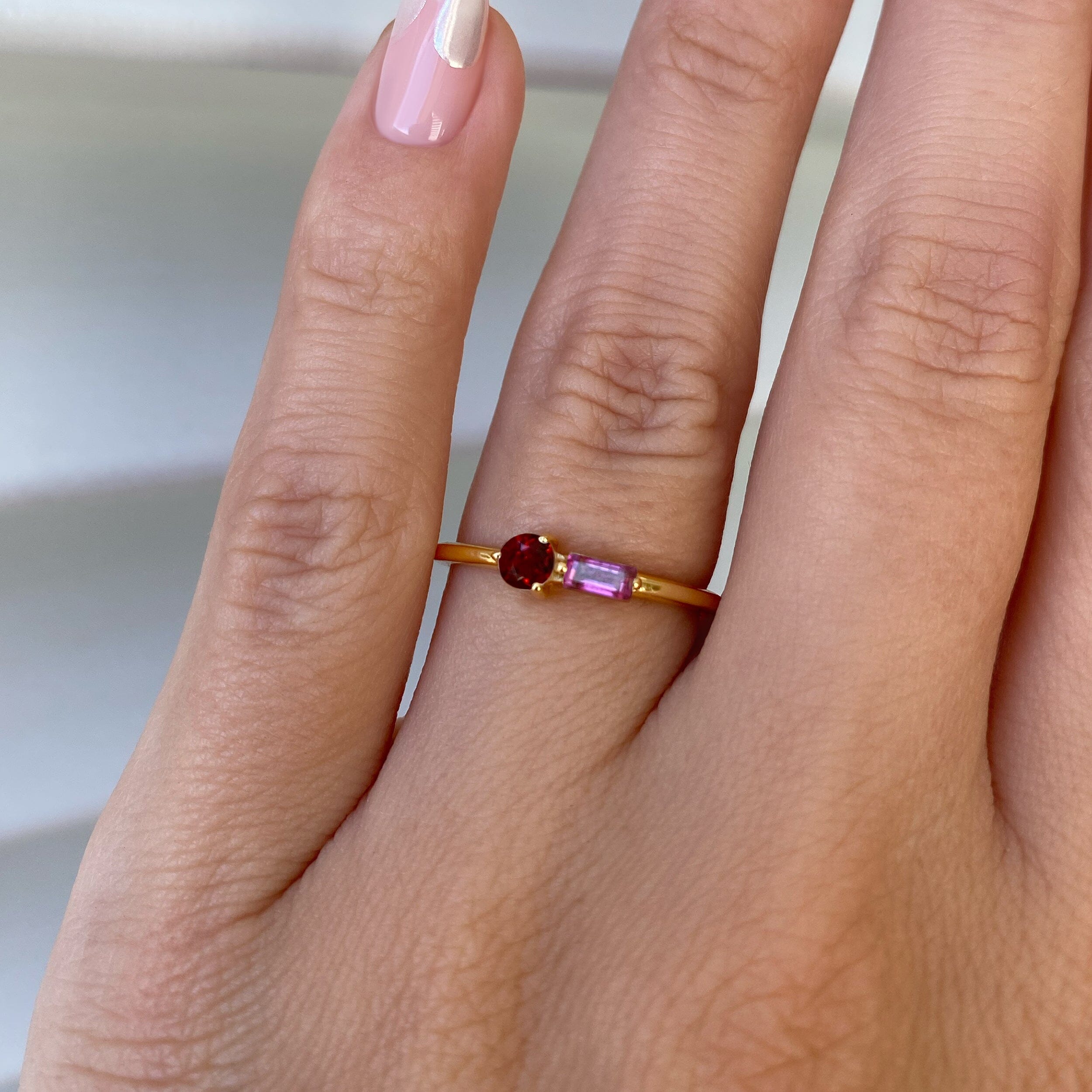 Garnet & Pink Topaz Dainty Ring - Haze、mySite、hinf8tx79