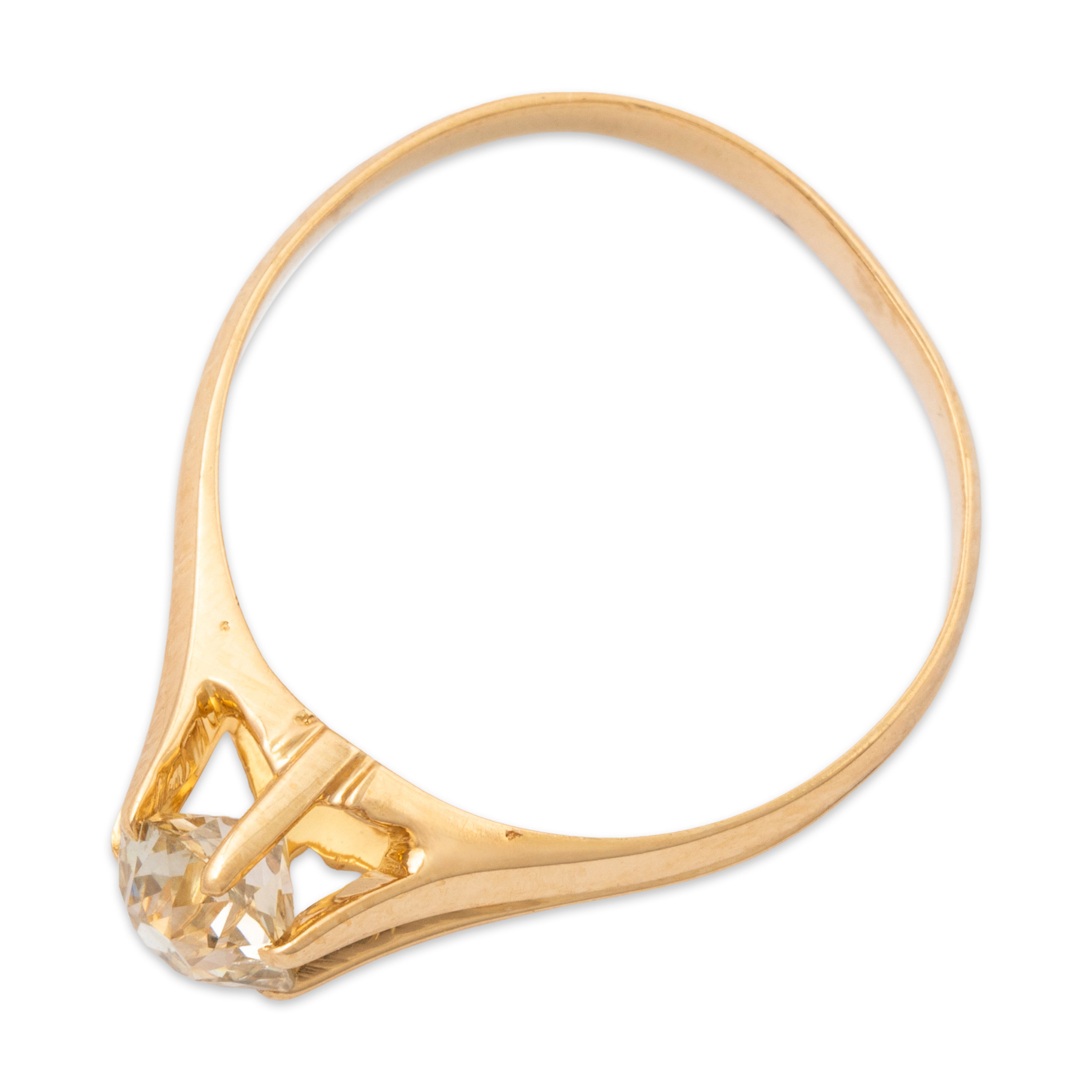 Antique 18k Yellow Gold .6ct Yellow Old Mine Diamond Solitaire Ring 7.00、mySite、hinf8tx79