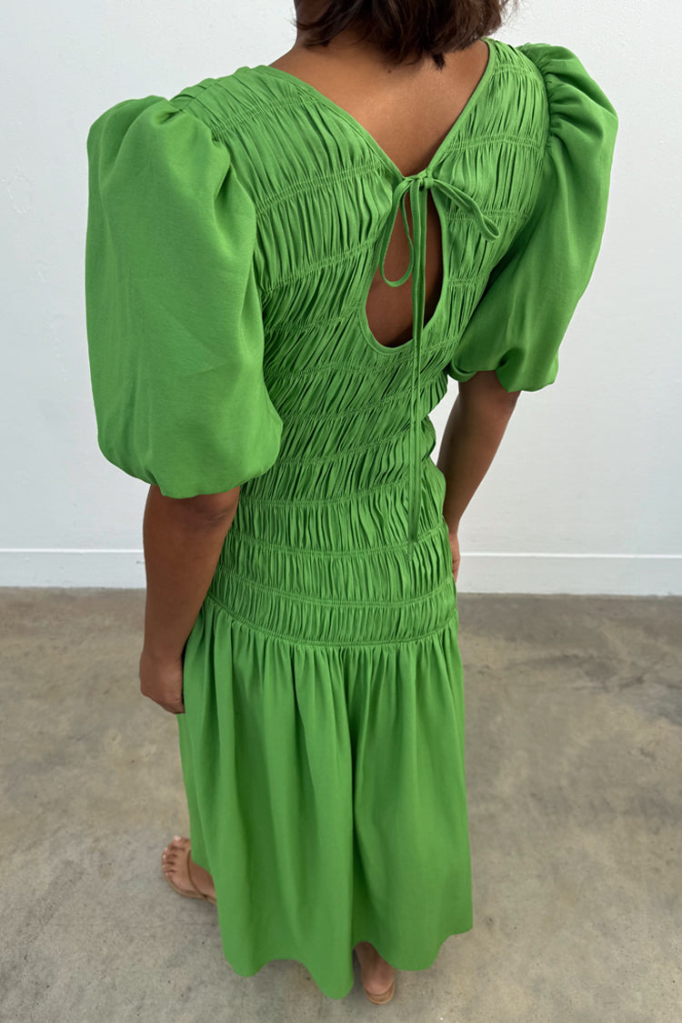Green Shirred Nara Dress、mySite、solidvoid