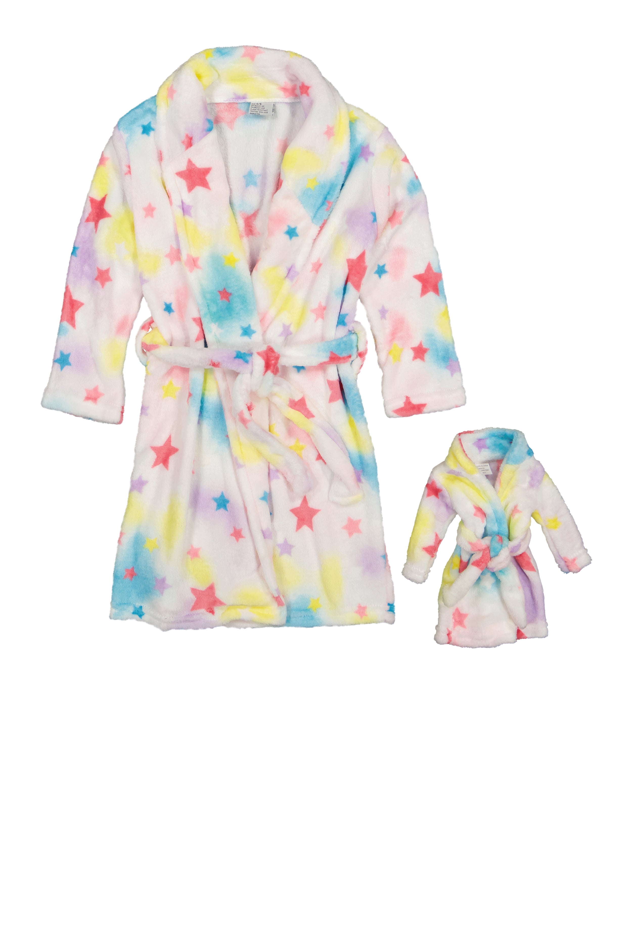 Girls Star Print Bath Robe with Matching Doll Robe、mySite、camillekostekn