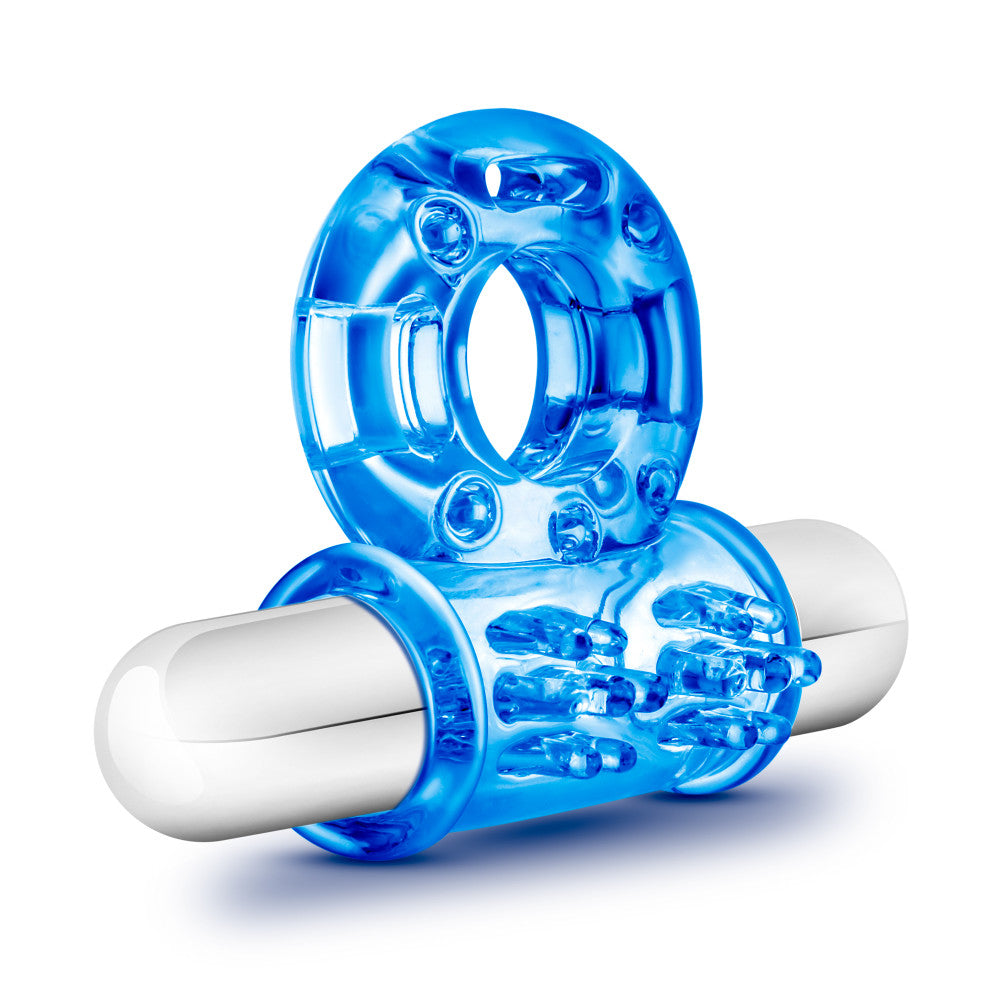Stay Hard By Blush® | Bull Ring: 3-In-1 Blue 10-Function Vibrating Penis Ring、mySite、bottomscart