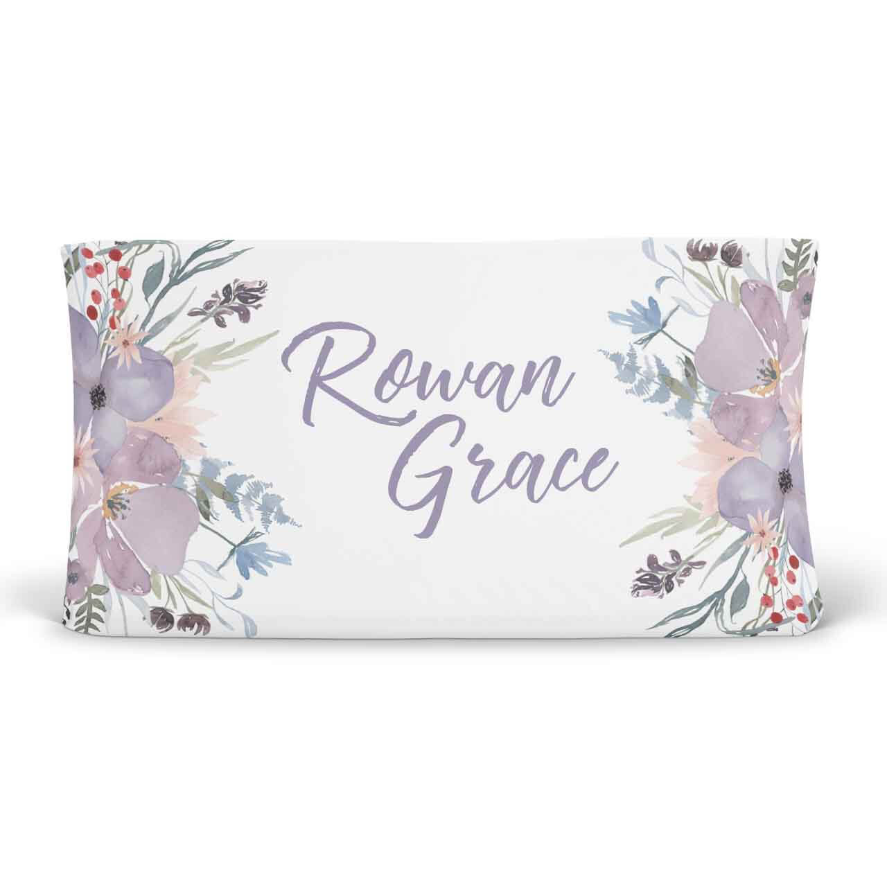  Rowan's Dusty Purple Bouquet Personalized Changing Pad Cover、mySite、layawaytickets