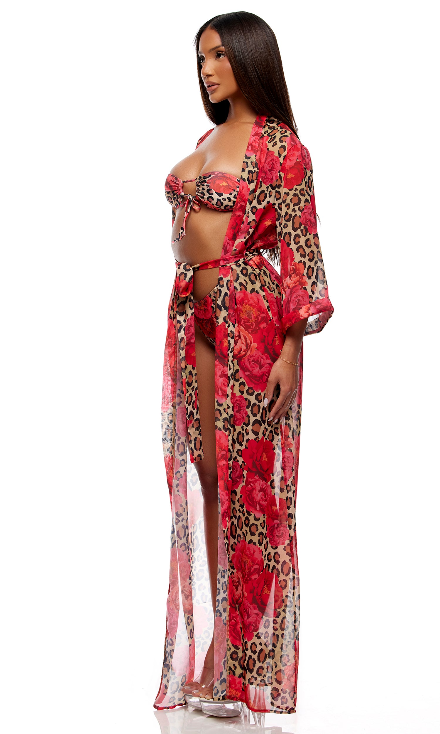 Termoli Mesh Pool Kimono - Cheetah Coral、mySite、bengalsvssteelers