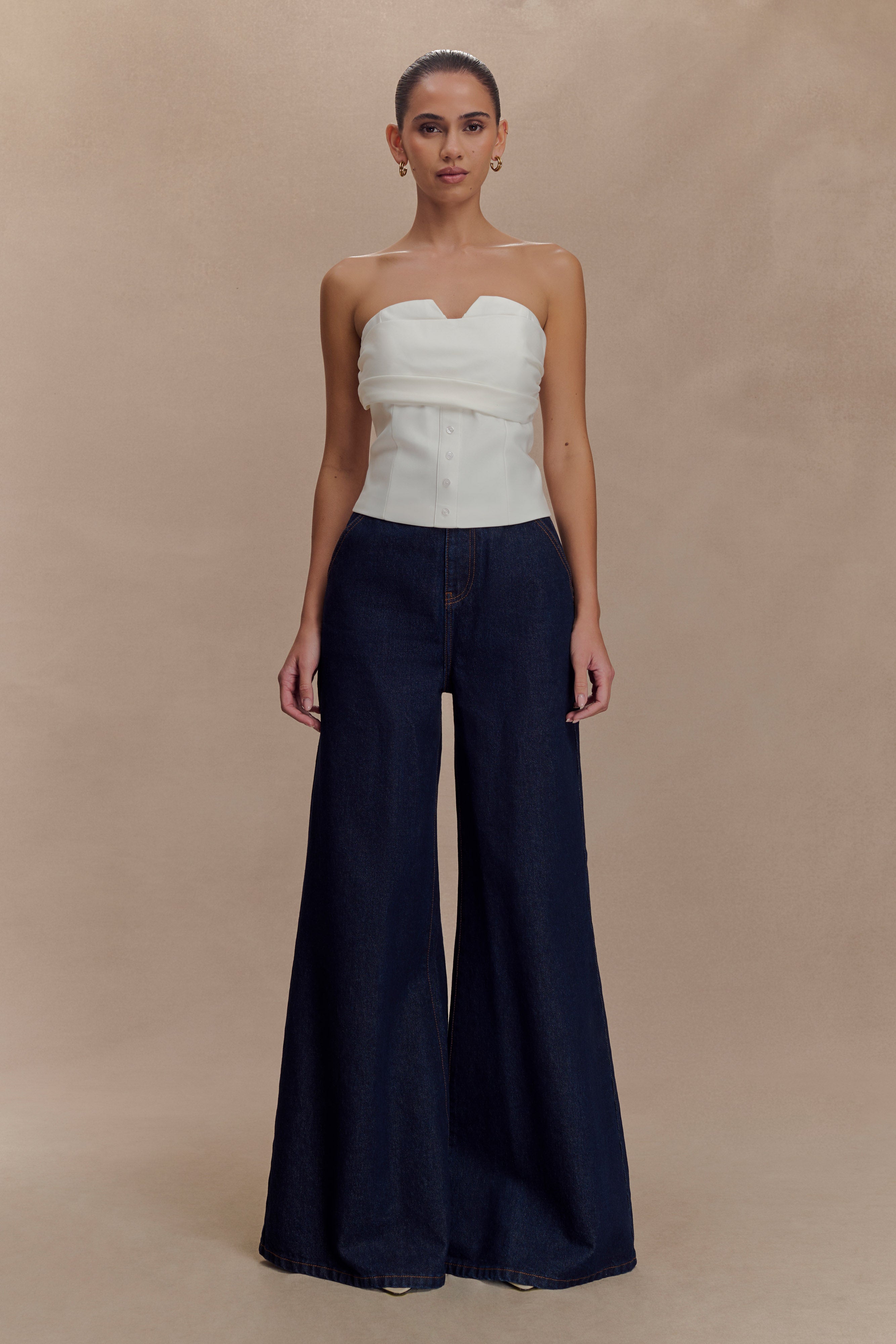 Zillah Strapless Cotton Top - White、mySite、solidvoid