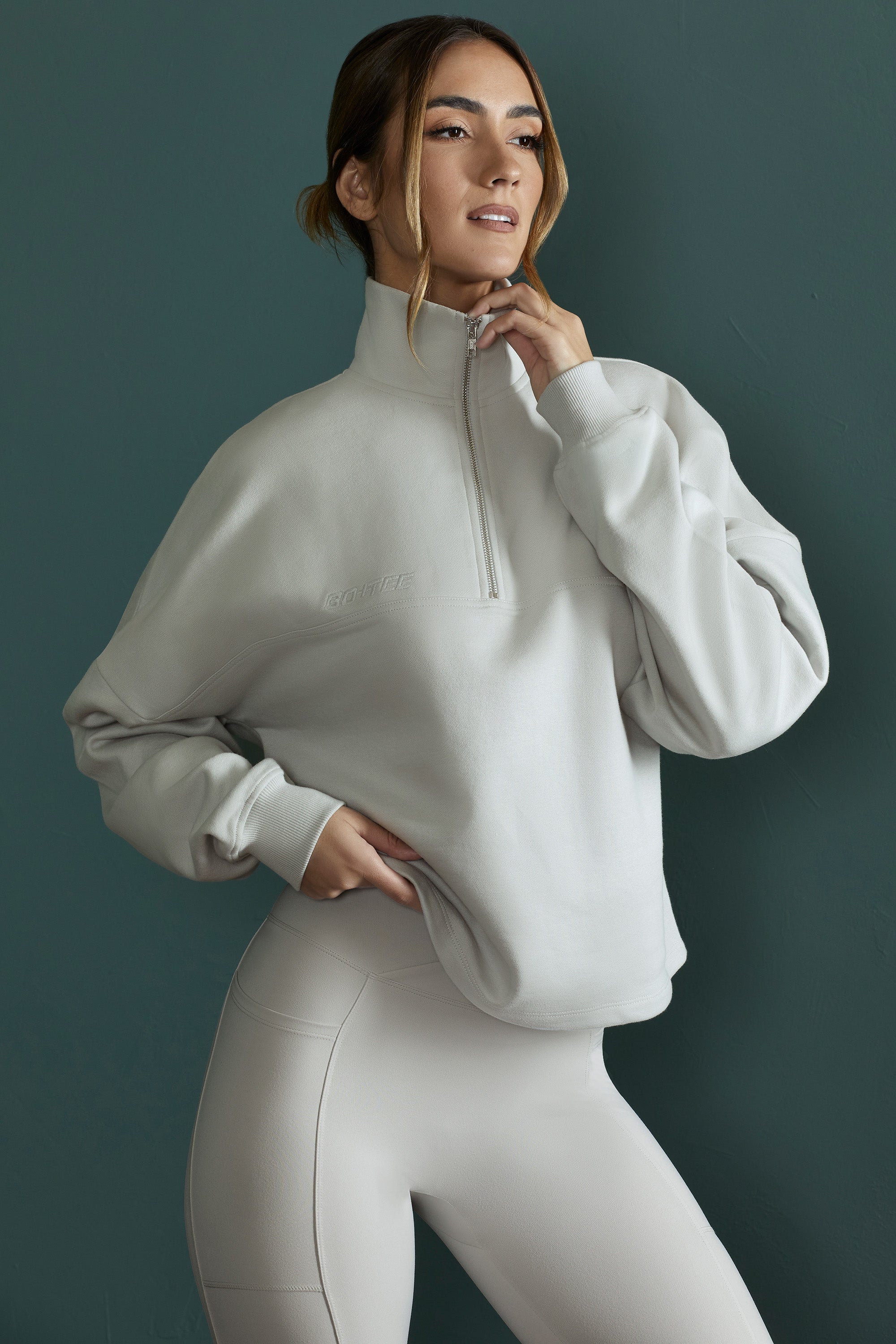 Oversized Half Zip Sweatshirt in Grey、mySite、solidvoid