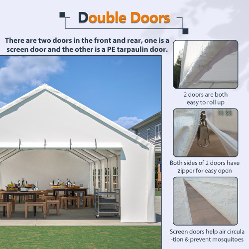 20x40FT Party Tent Heavy Duty, Large Wedding Event Shelters with 3 Carry Bags & Removable Sidewalls, Outdoor Canopy Gazebo Commercial Tents for Parties Carport Camping Garden Patio、、eastwooduniform
