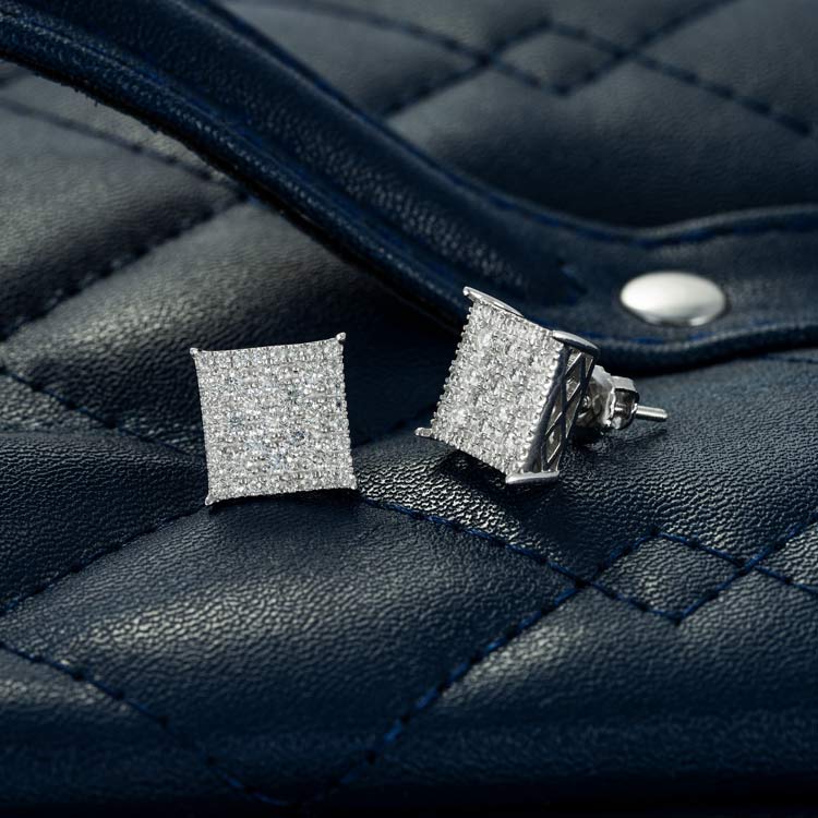 9MM Moissanite Square Earrings 14K Gold、mySite、hinf8tx79