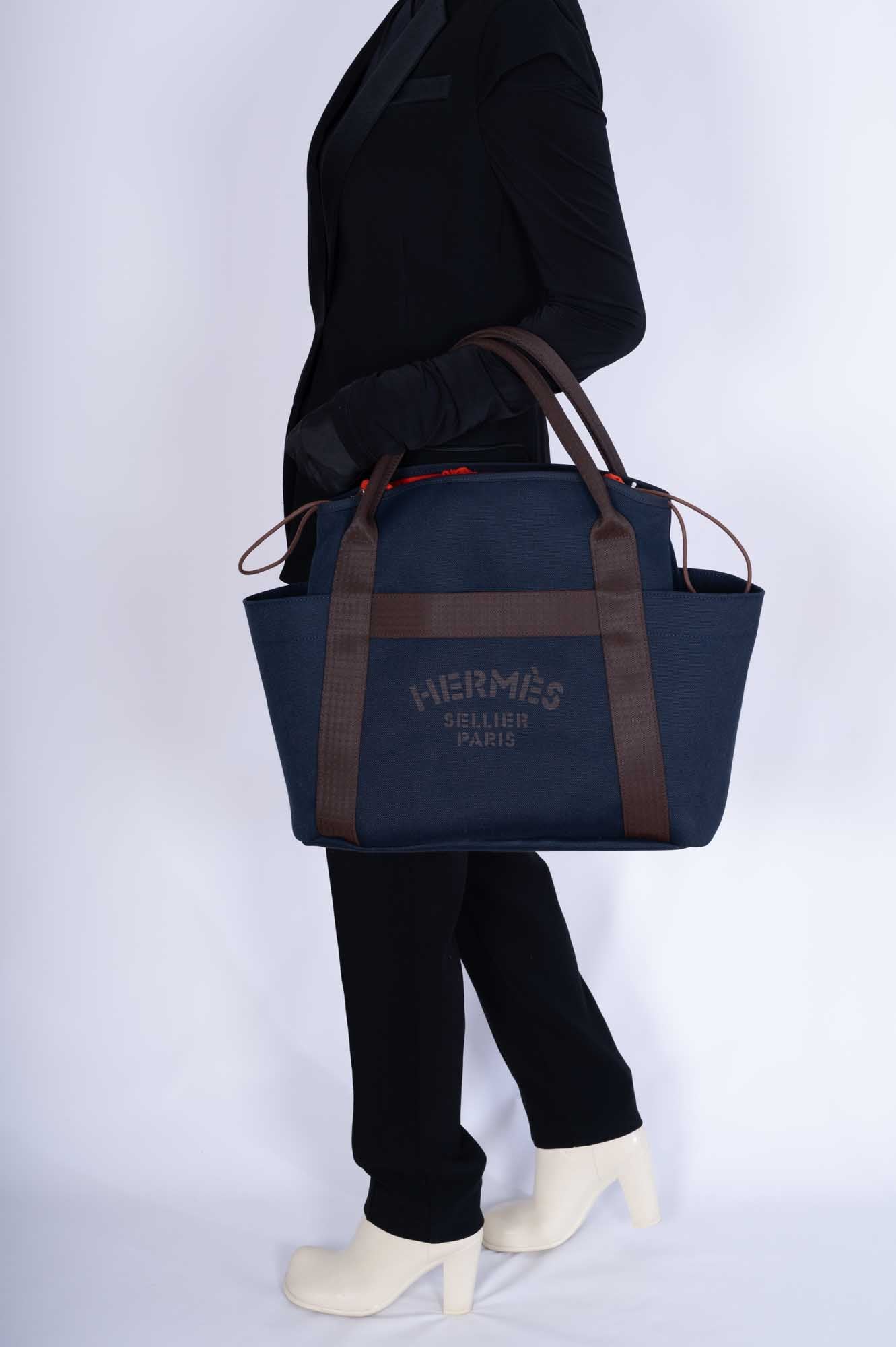 Hermès Toile Sac De Pansage Groom Bleu Navy Feu、mySite、garminoutage.com