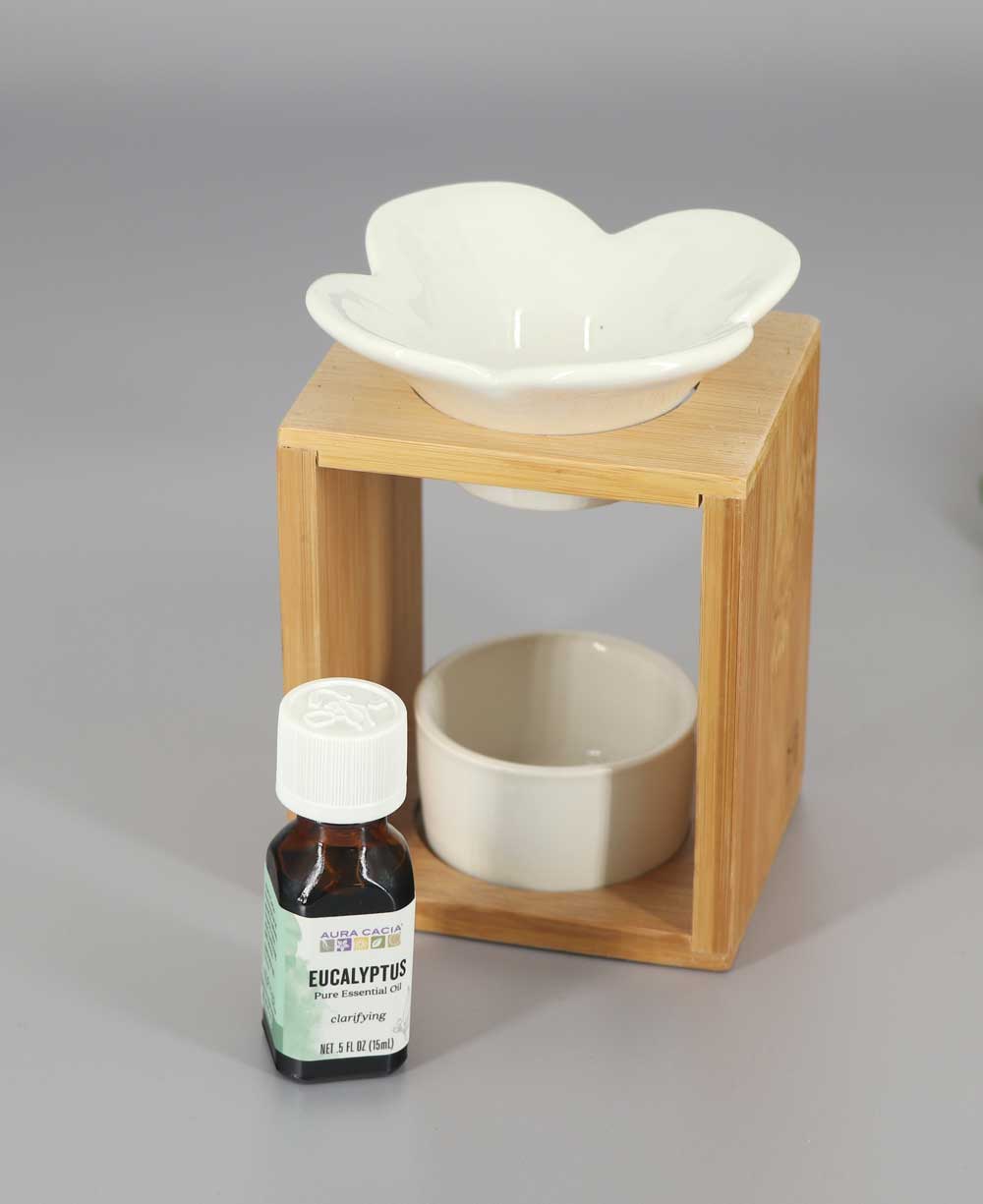 Ceramic and Bamboo Oil Burner Set Essential Oil、mySite、topwebapps